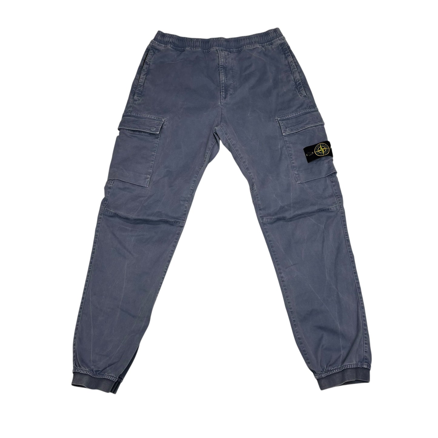 Stone Island Blue Brushed Cotton Tapered Cargo Trousers