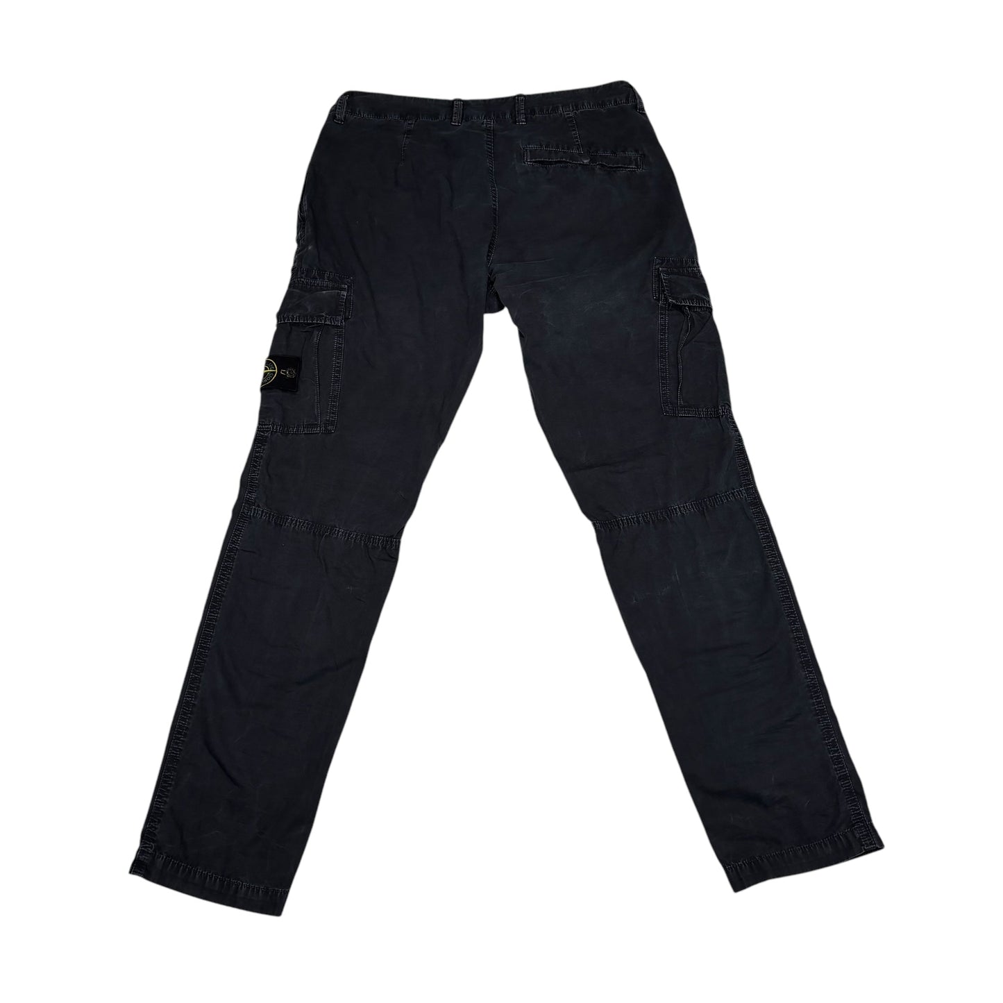 Stone Island Navy Blue Zip-Pockets Brushed Cotton Compass Patch Cargo Trousers
