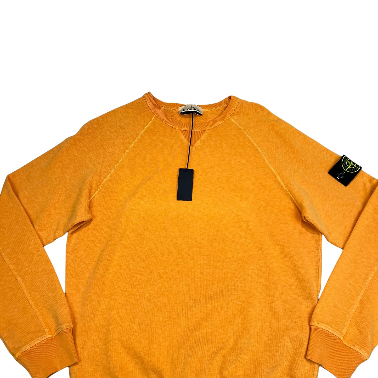 Stone Island Orange Compass-Patch Crew Neck Jumper
