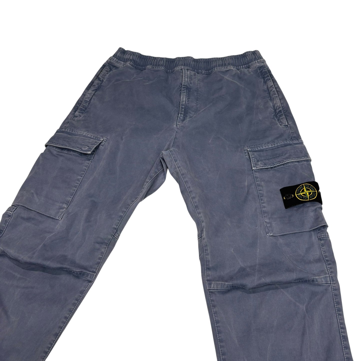 Stone Island Blue Brushed Cotton Tapered Cargo Trousers
