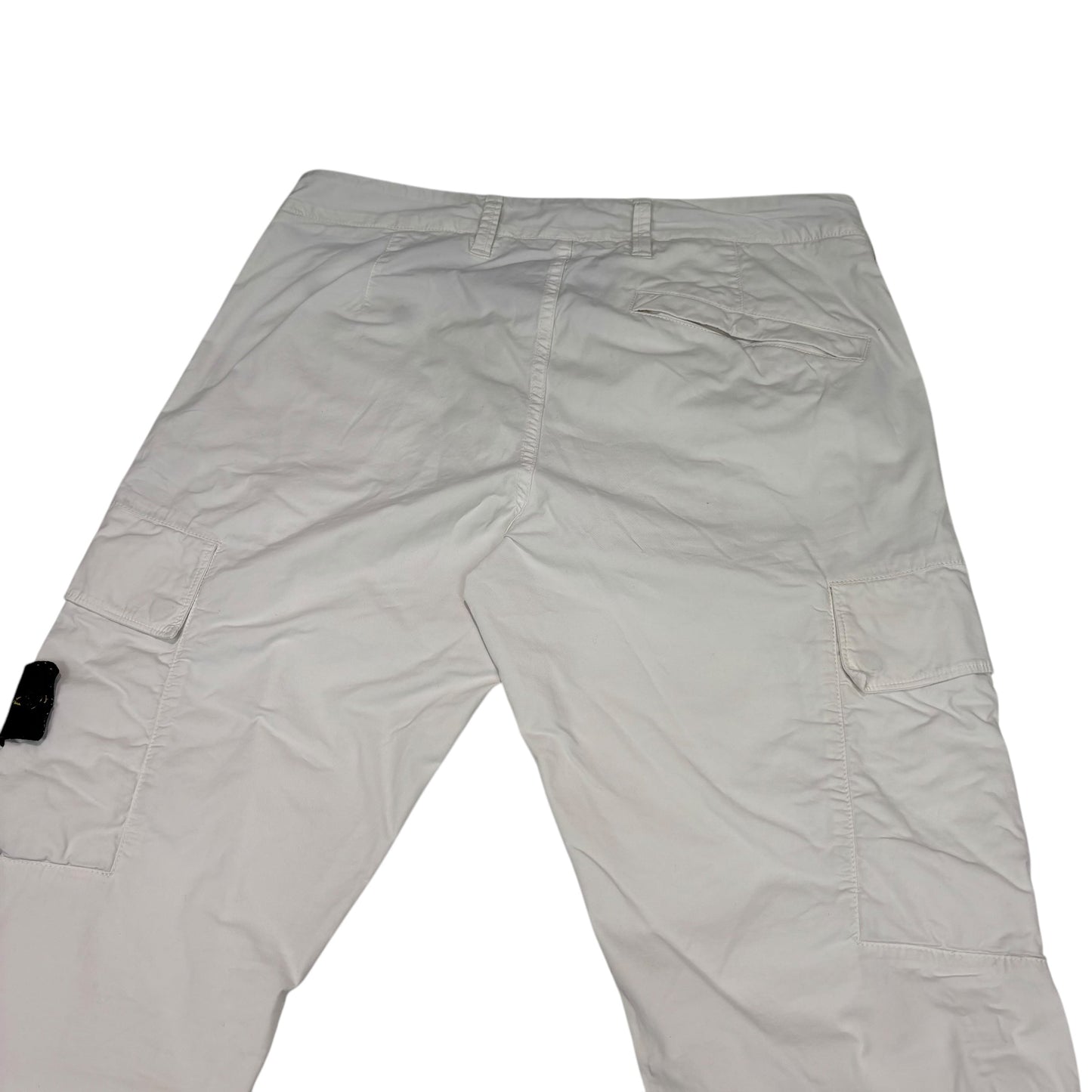 Stone Island White Compass-Patch Brushed Cotton Cargo Trousers