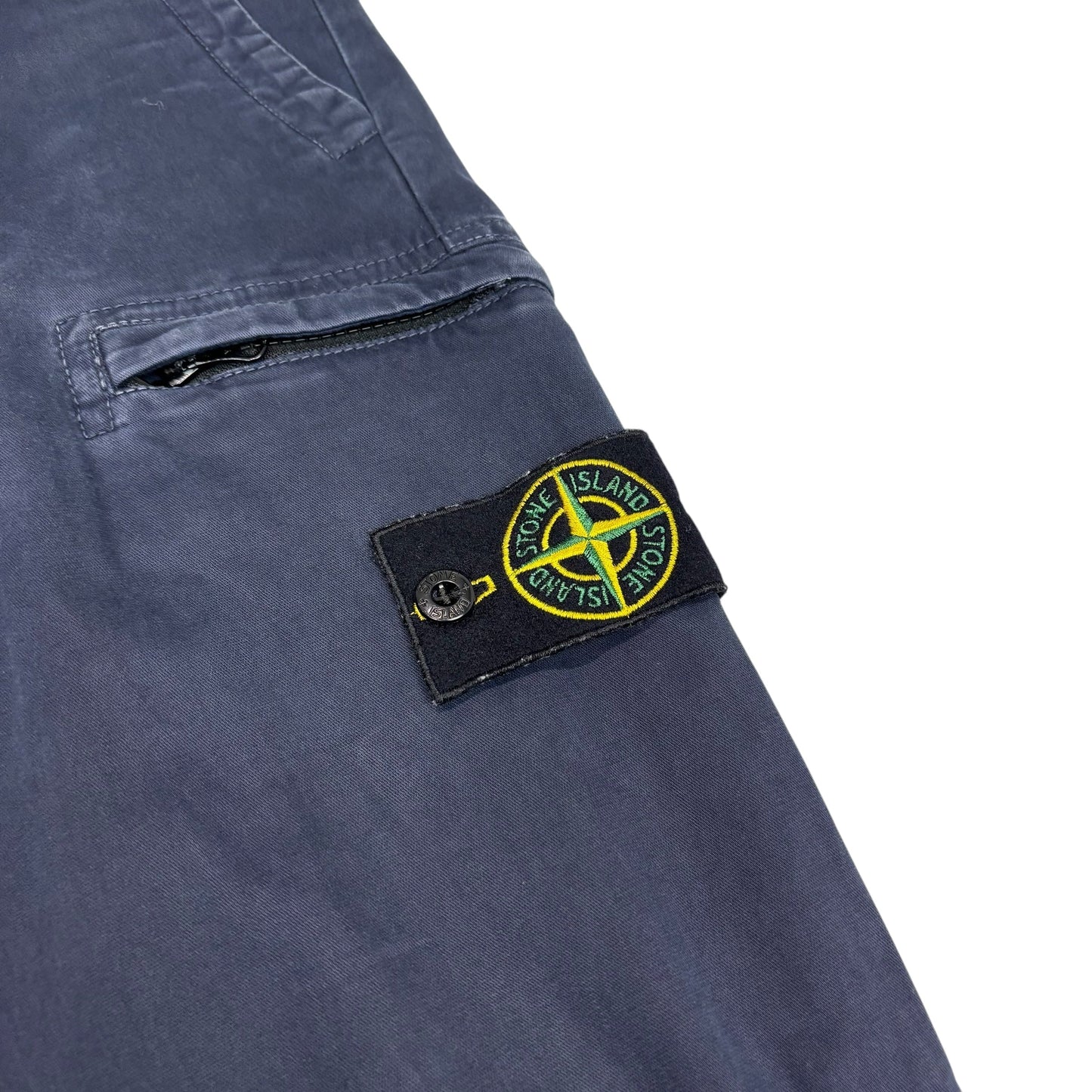 Stone Island Navy Blue Zip-Pockets Brushed Cotton Cargo Trousers