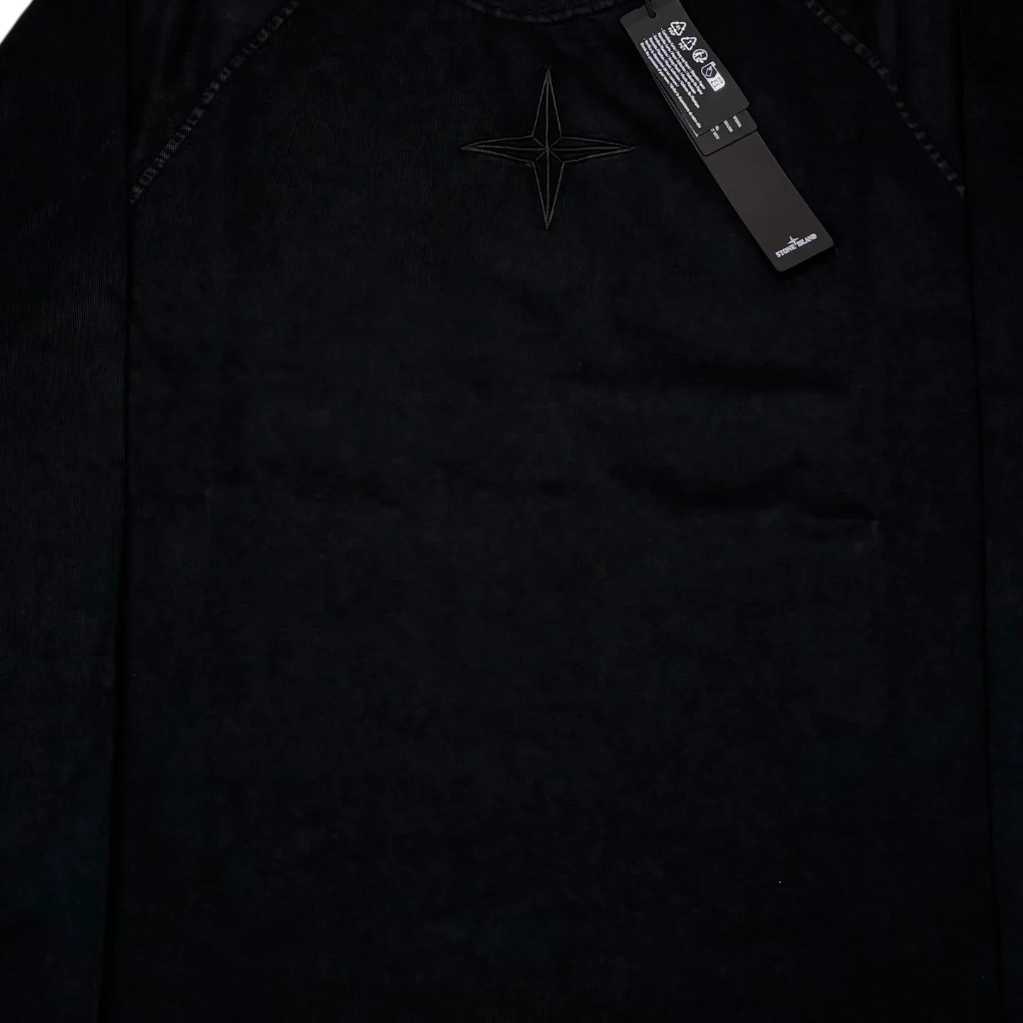 Stone Island Black Embroidered Logo Design Crewneck Jumper