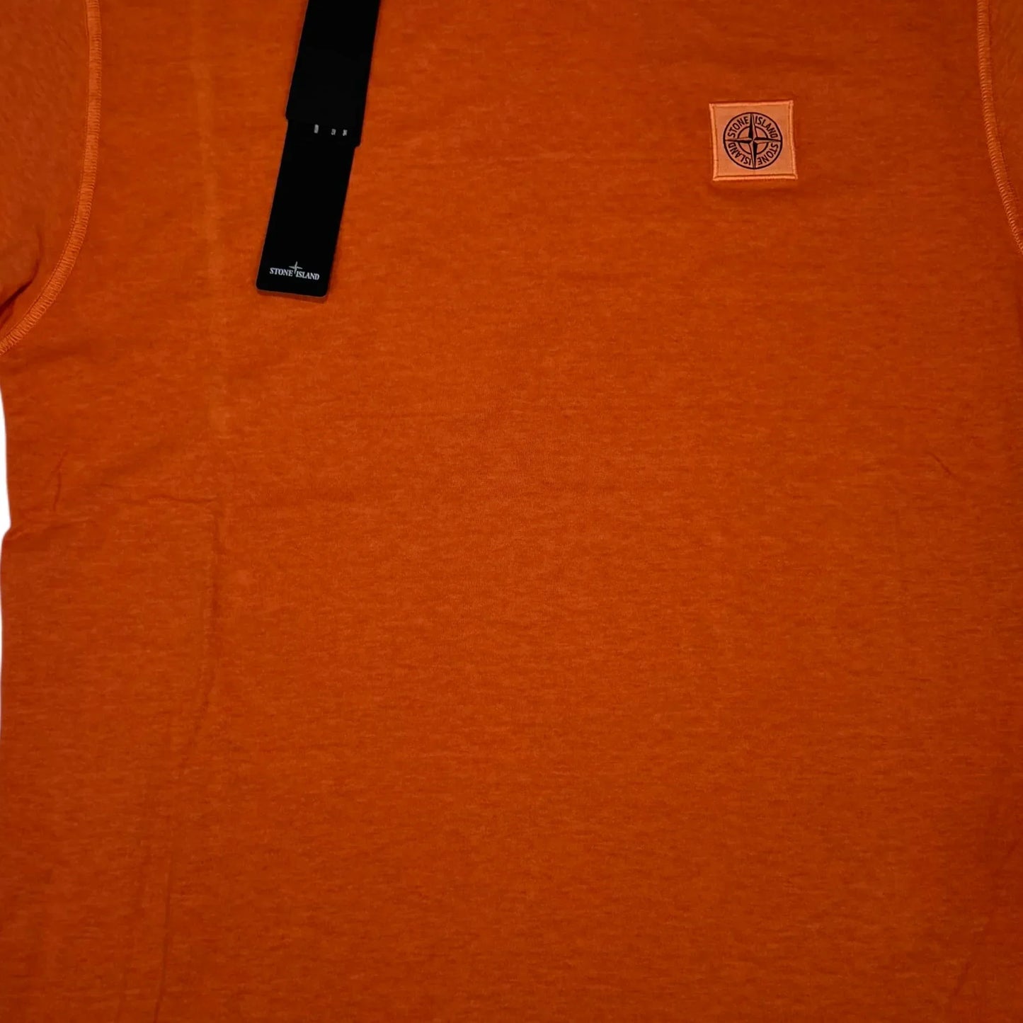 Stone Island Orange Patch Logo Short Sleeve Tshirt