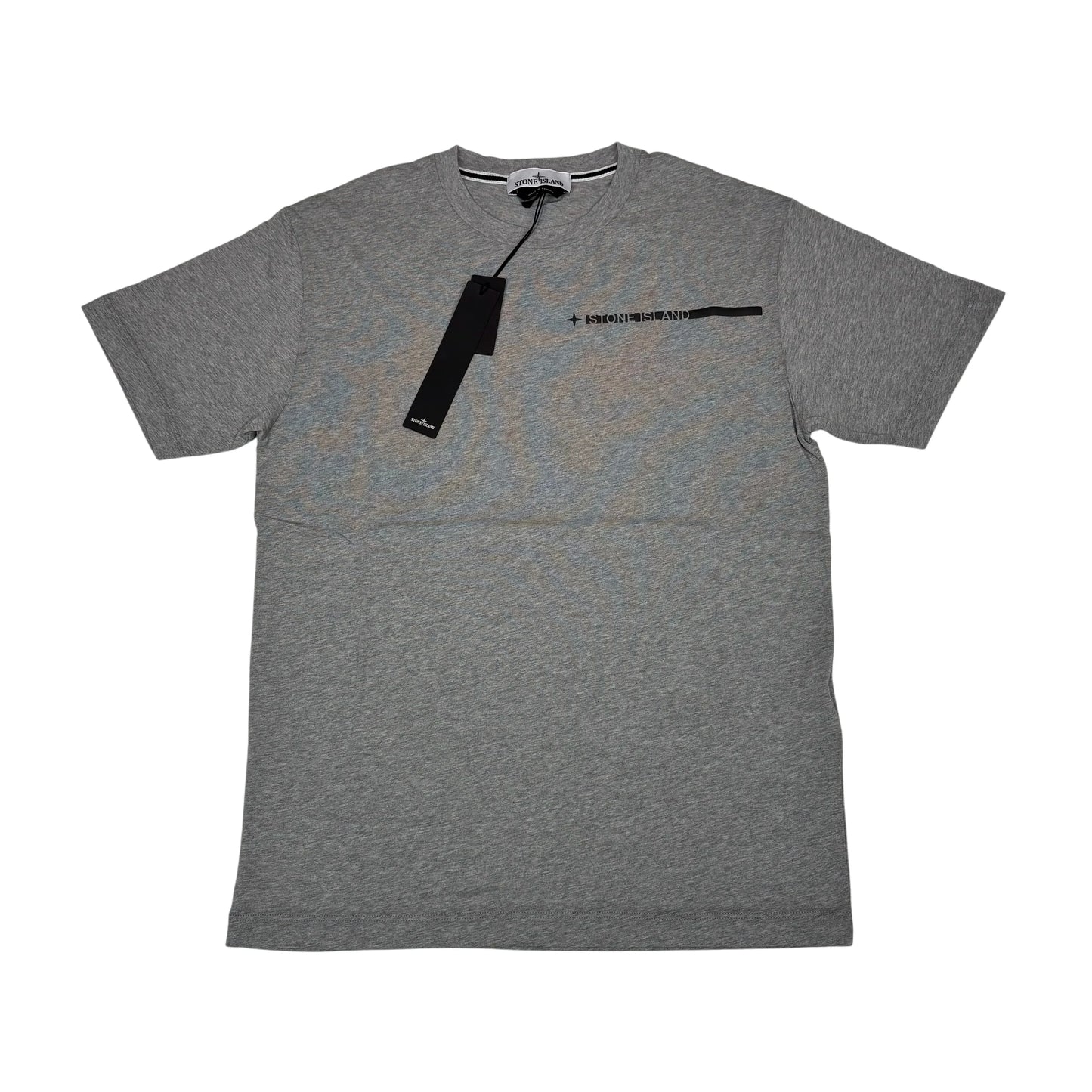 Stone Island Grey Raised Logo Spell Out Short Sleeve Tshirt