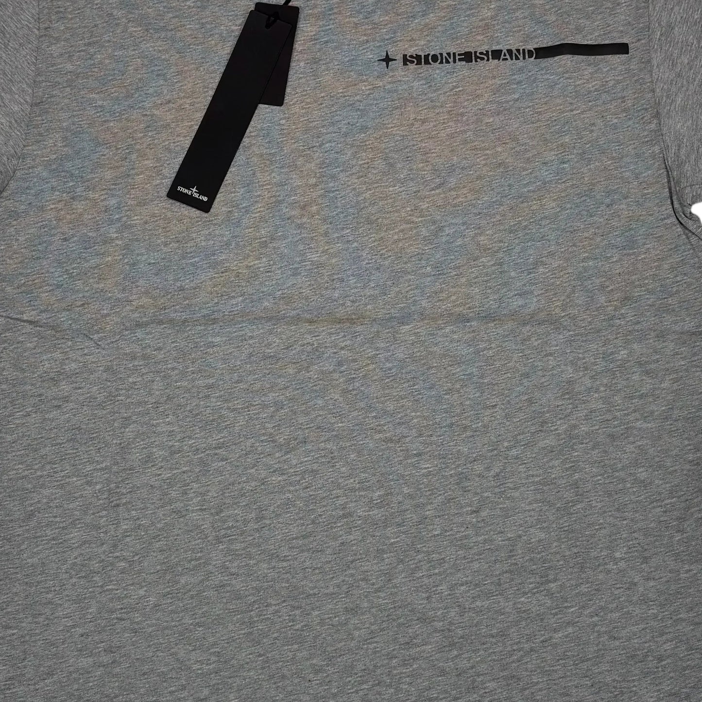 Stone Island Grey Raised Logo Spell Out Short Sleeve Tshirt