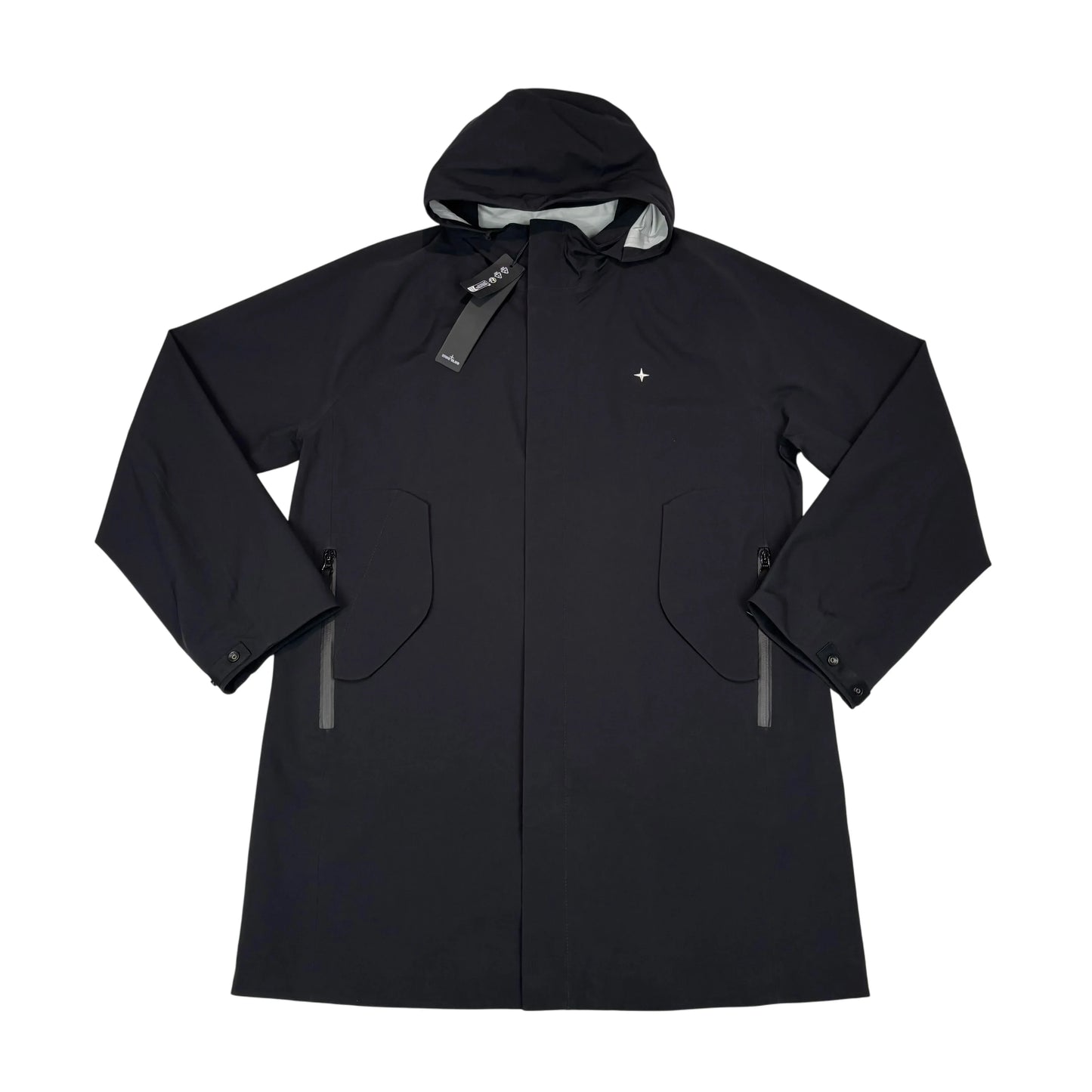 Stone Island Black Marina Logo Waterproof Jacket