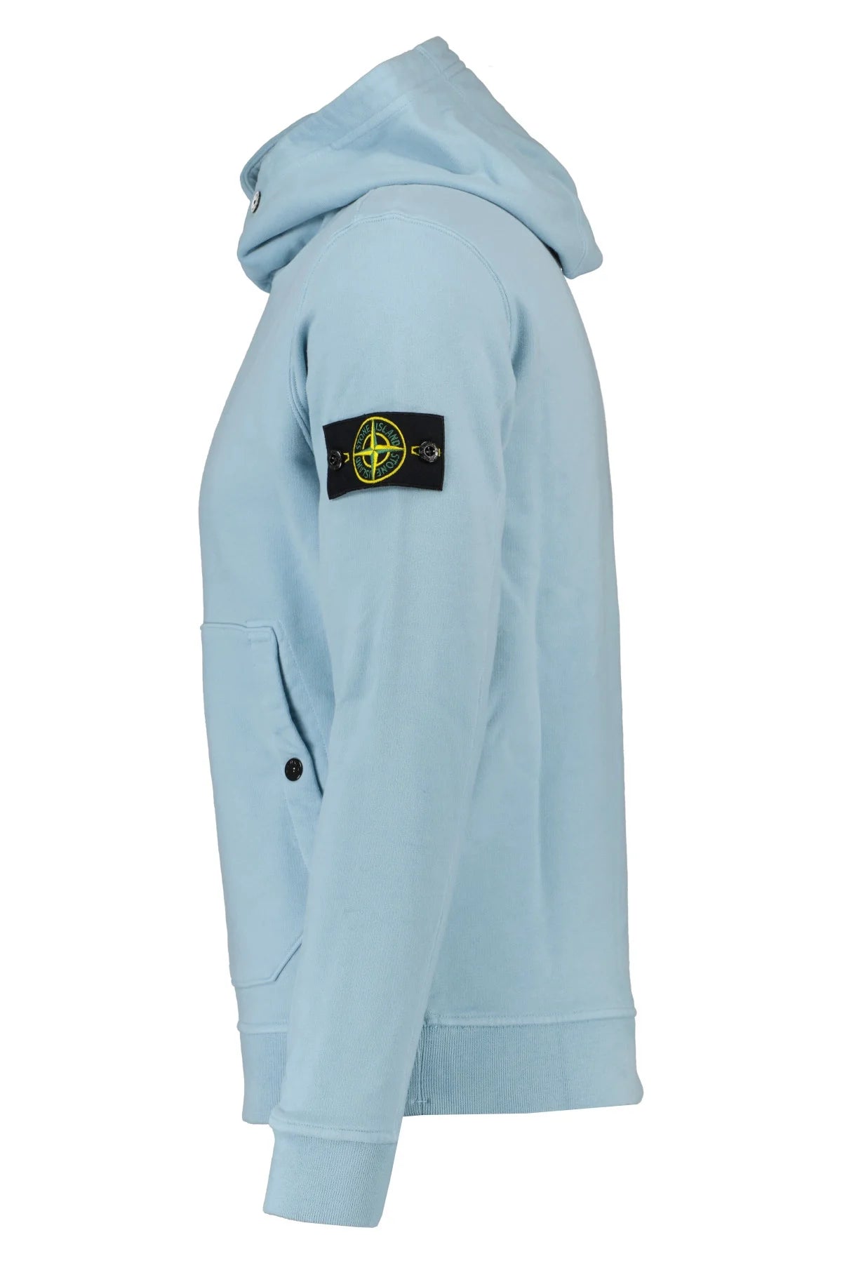 Stone Island Organic Cotton Blue Fleece Hooded Sweatshirt