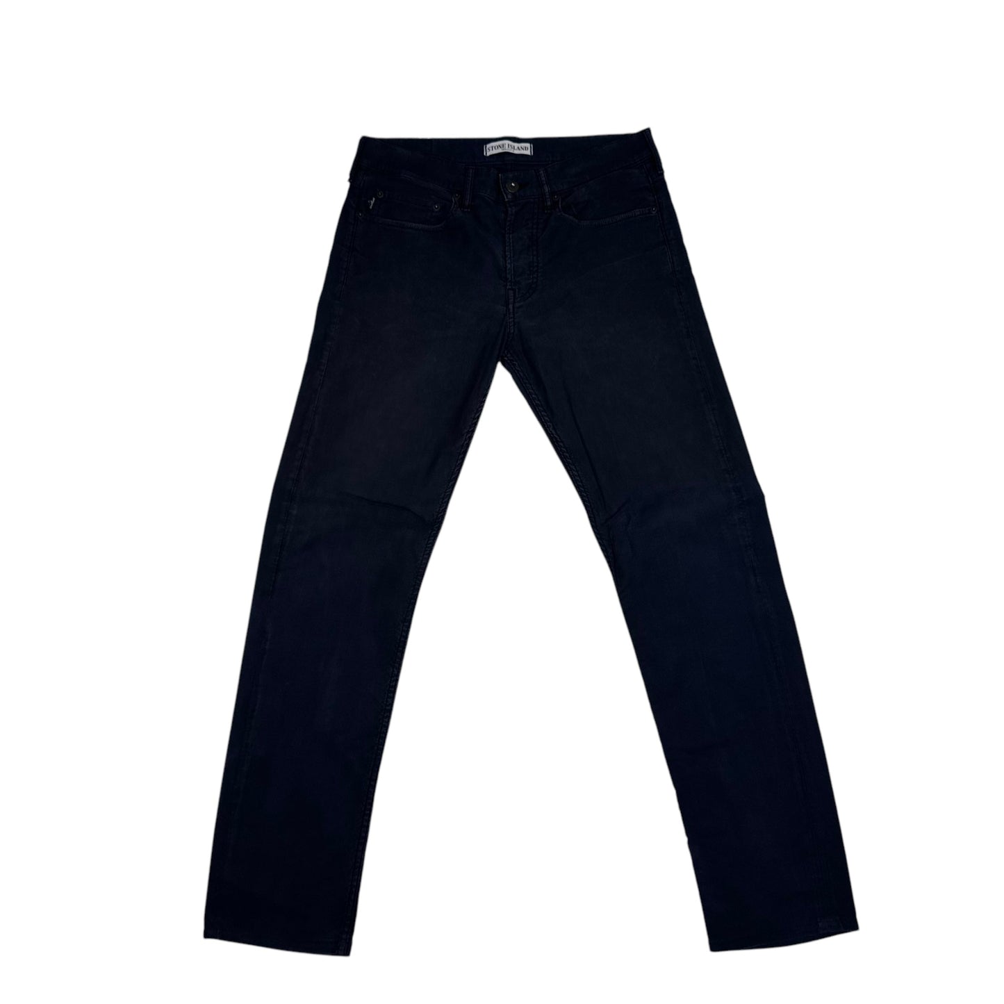 Stone Island Navy Blue Brushed Cotton Compass-Patch Jeans