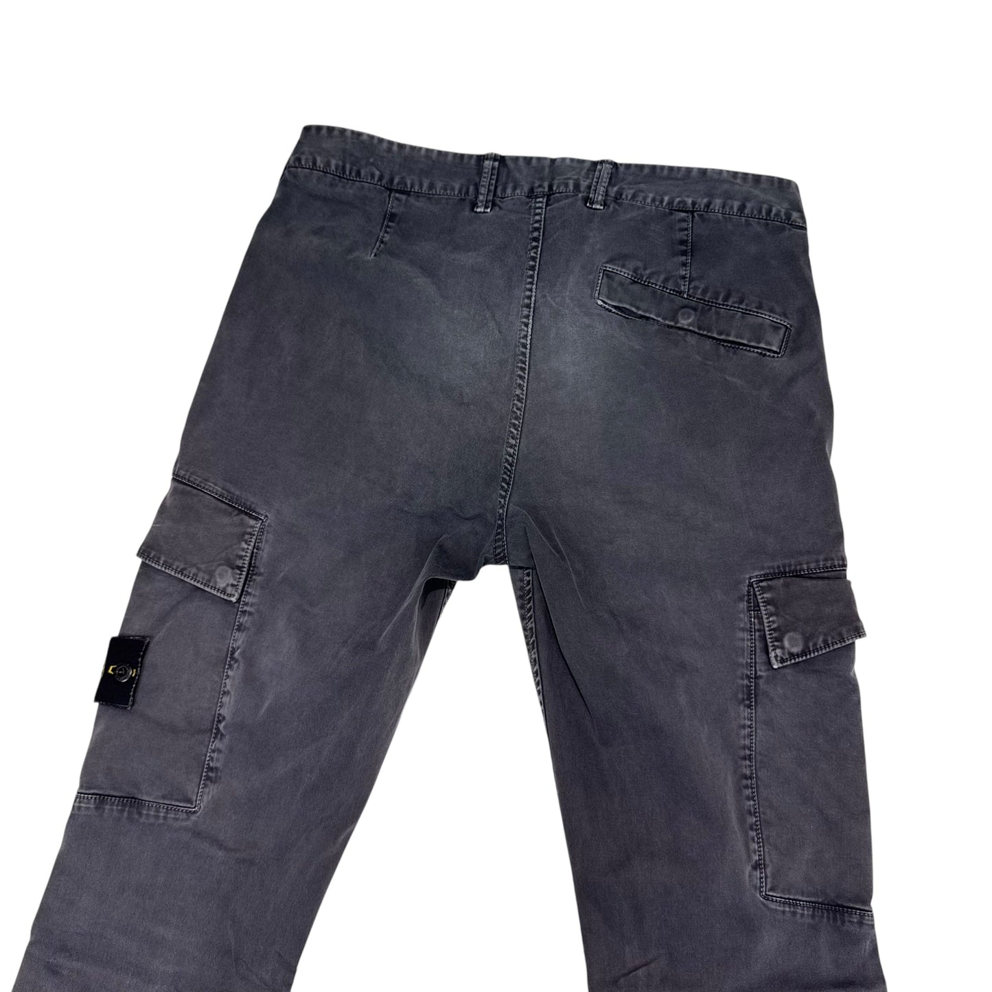 Stone Island Stone Grey Brushed Cotton Compass-Patch Cargo Trousers
