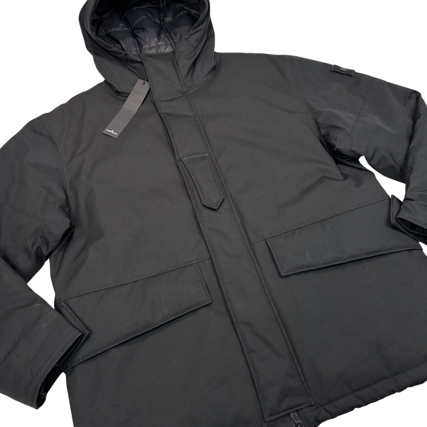 Stone Island Black O-Ventile with Primaloft Insulation Technology Ghost Piece Jacket