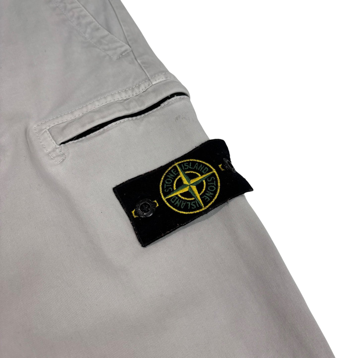 Stone Island Light Grey Compass-Patch Cotton Cargo Trousers