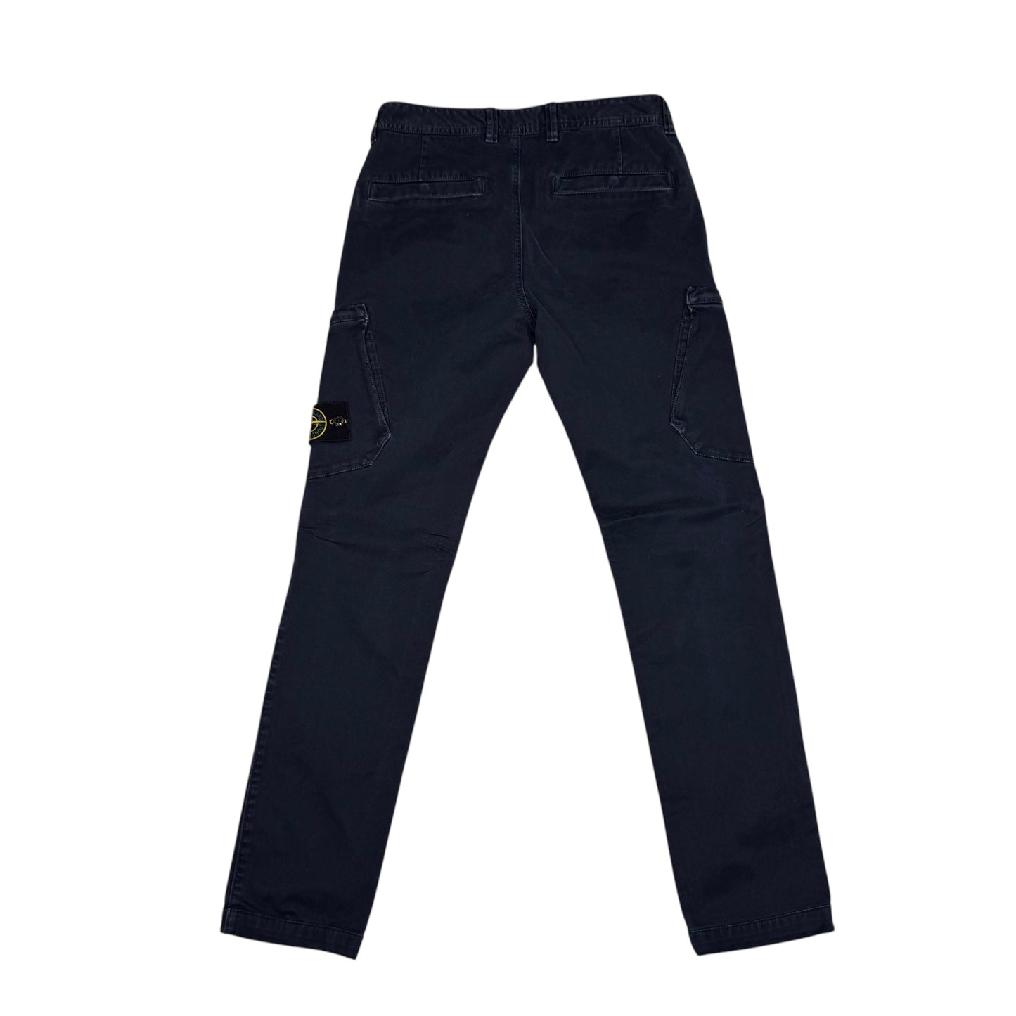 Stone Island Navy Blue Diagonal Pocket Brushed Cotton Cargo Trousers