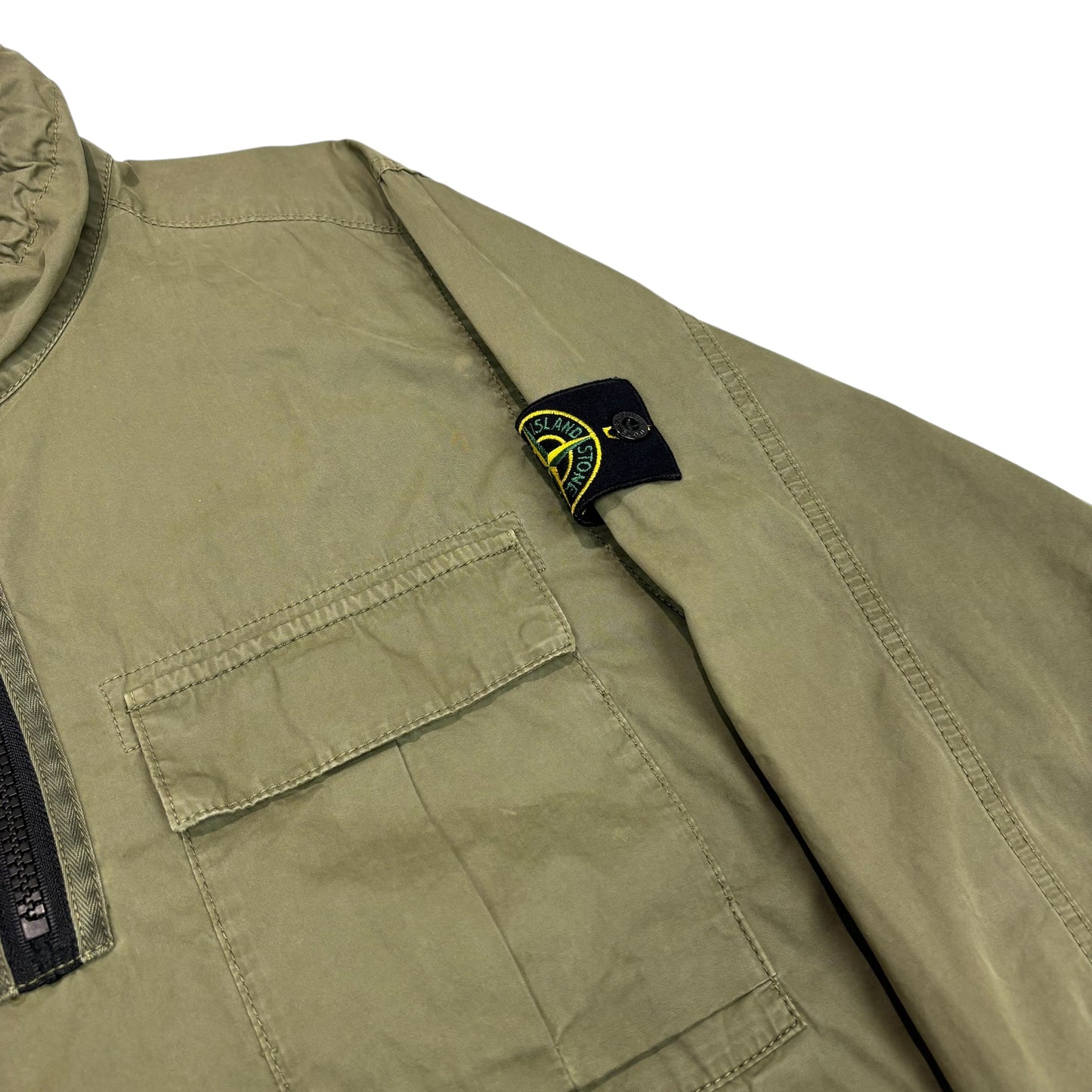 Stone Island Green Quarter Zip Compass-patch Pull Over Smock Jacket