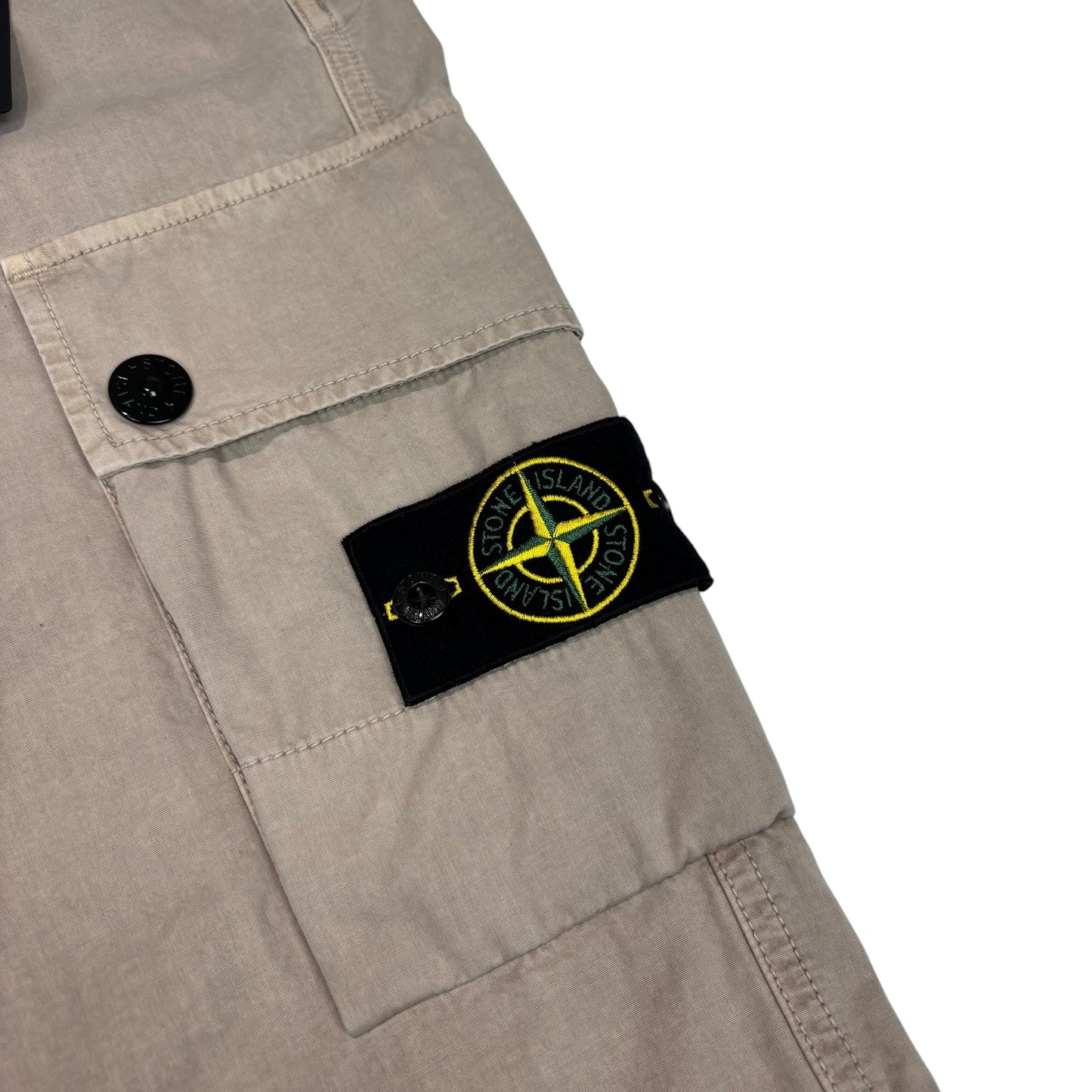 Stone Island Beige Compass-Patch Buttoned Cargo Trousers