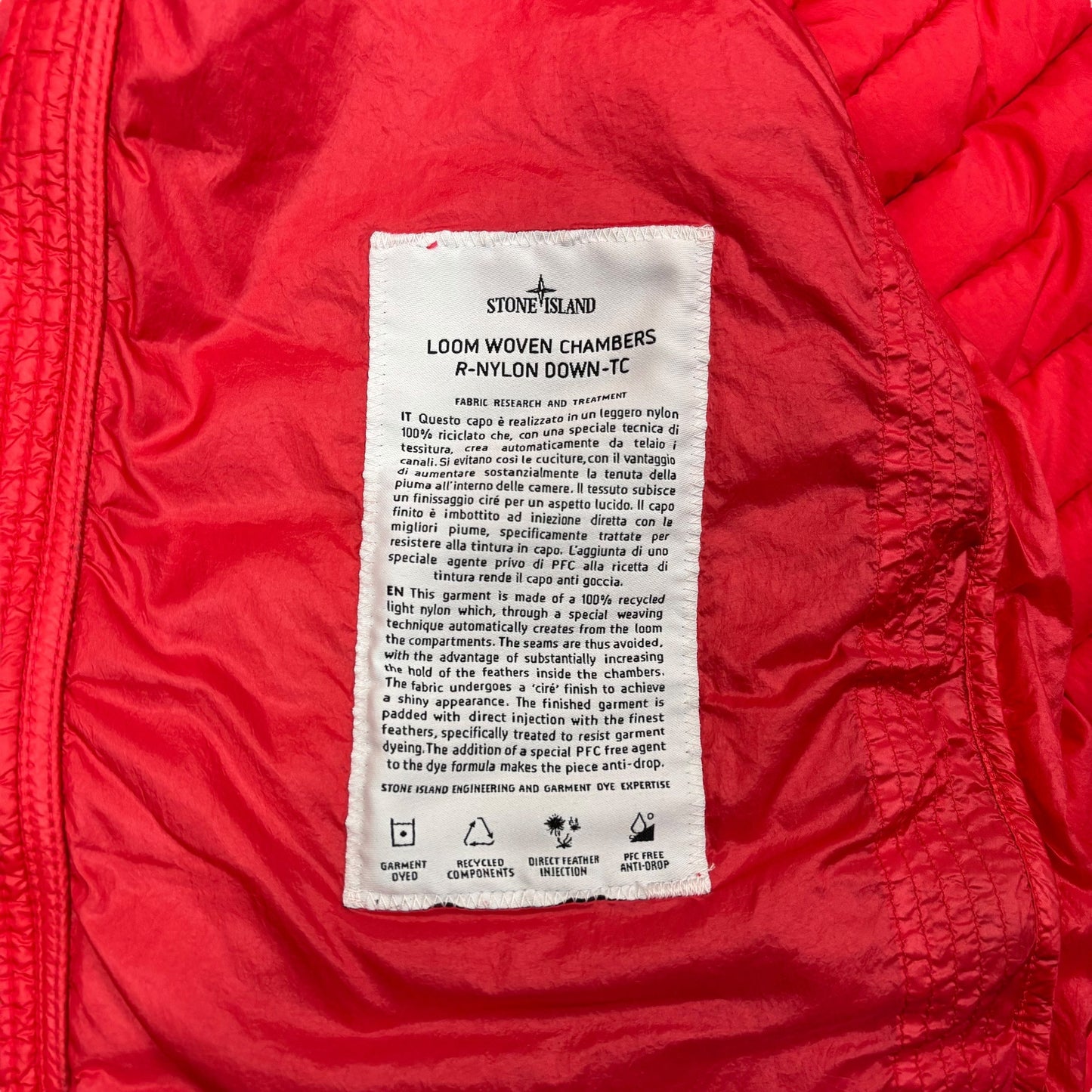 Stone Island Red Loom Woven Chambers R-Nylon Down-TC Jacket