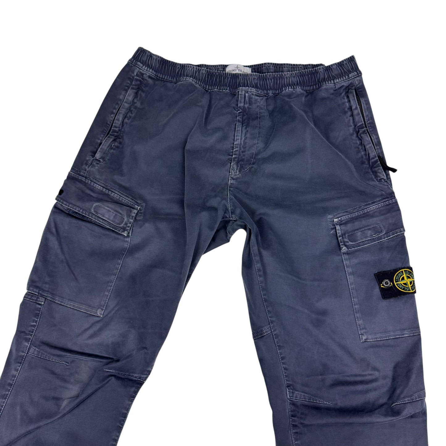 Stone Island Navy Blu Compass-Patch Tapered Cargo Trousers