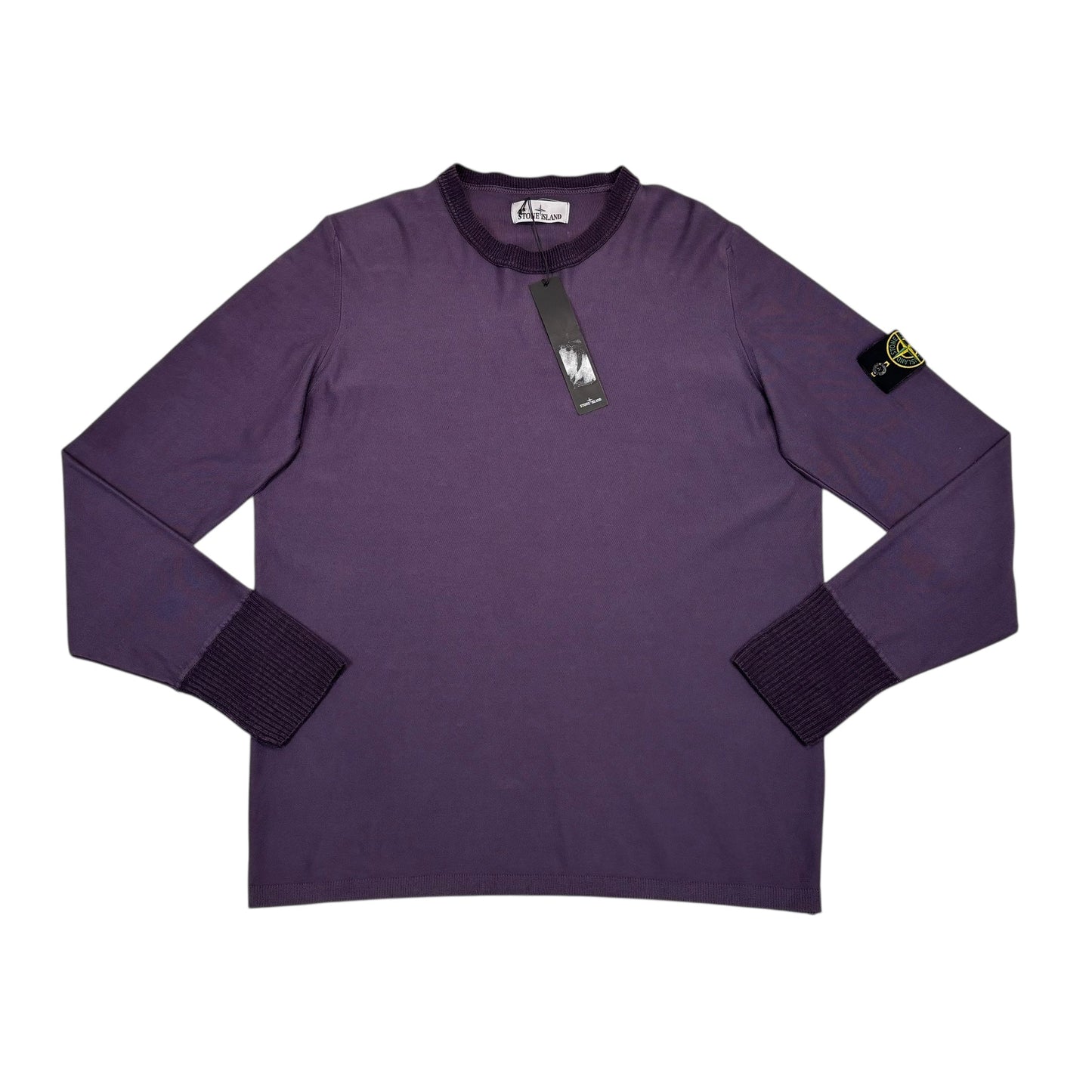 Stone Island Blue Lightweight Compass-Patch Cotton Crewneck Jumper
