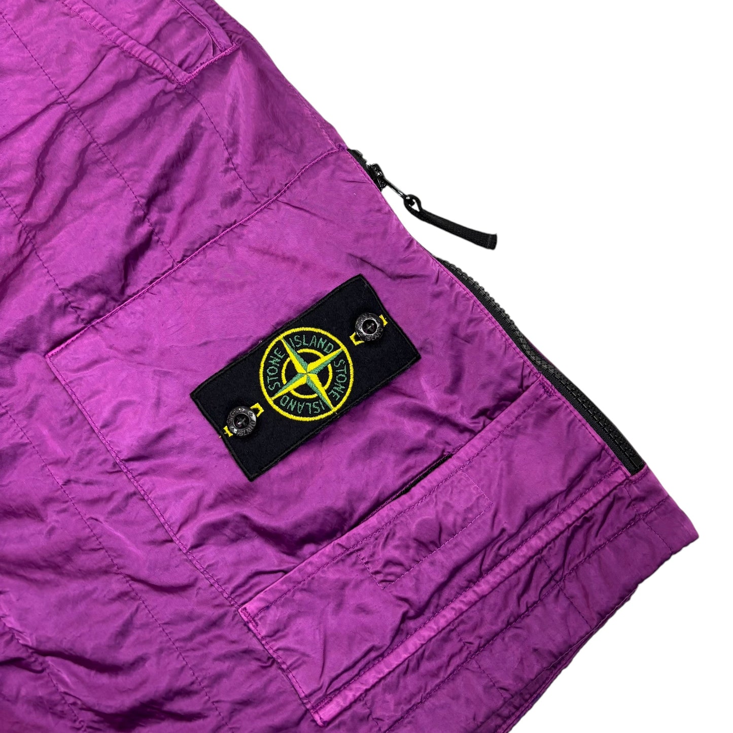 Stone Island Purple Brushed Nylon Metal Compass-Patch Shorts