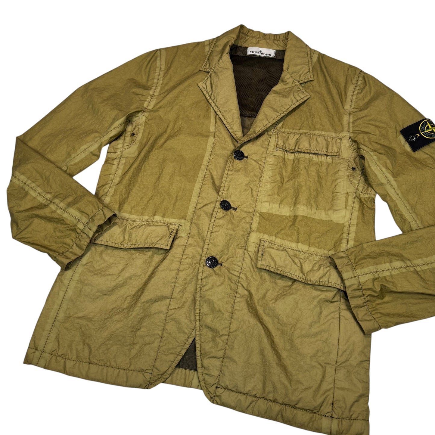 Stone Island Brown Button Up Membrana-TC Compass Patch Jacket