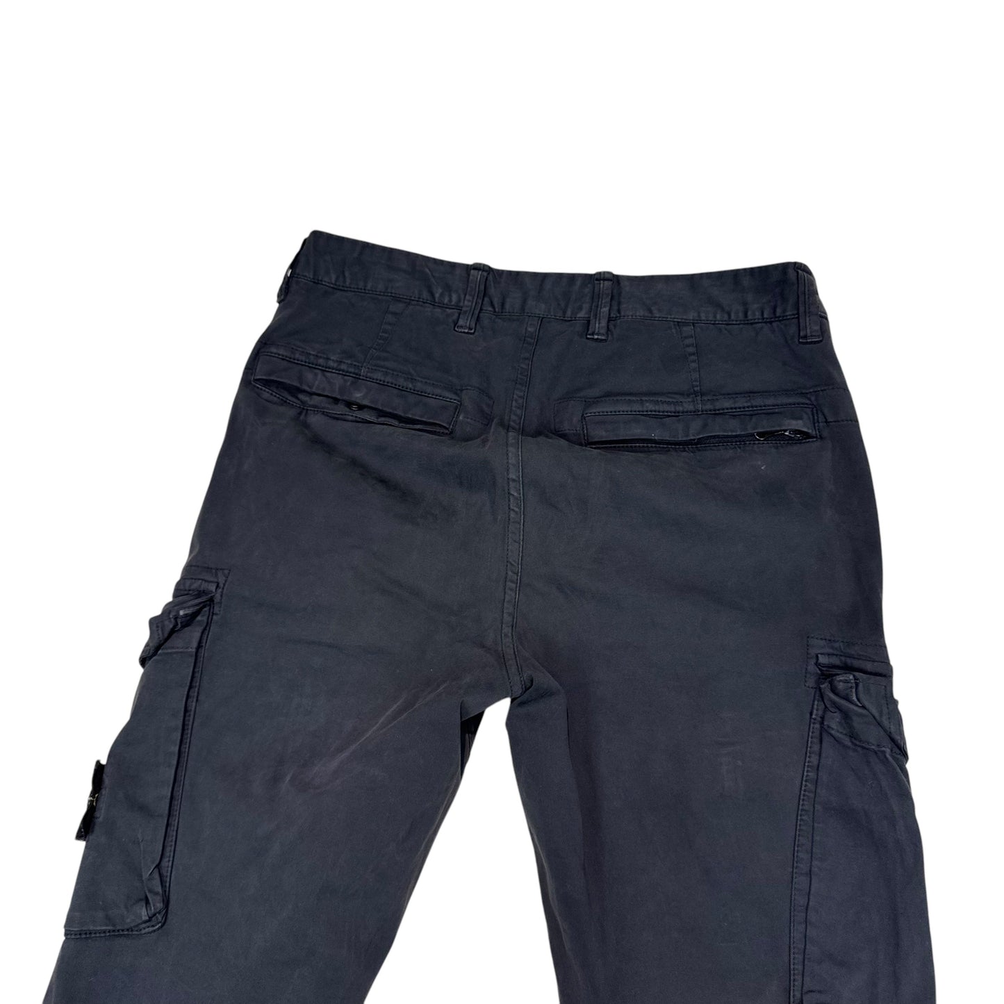 Stone Island Black Compass-Patch Brushed Cotton Cargo Trousers