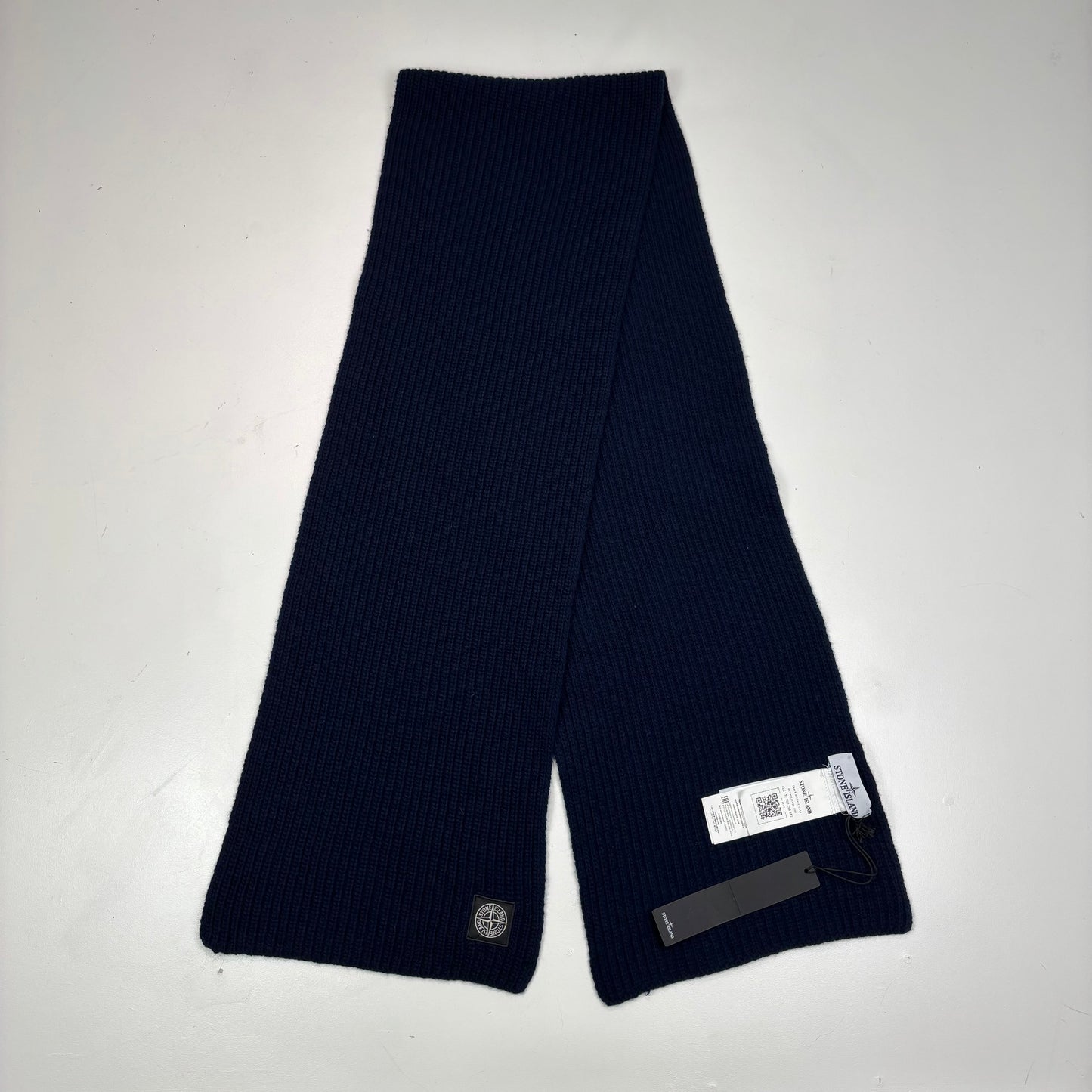 Stone Island Navy Blue Cotton Scarf