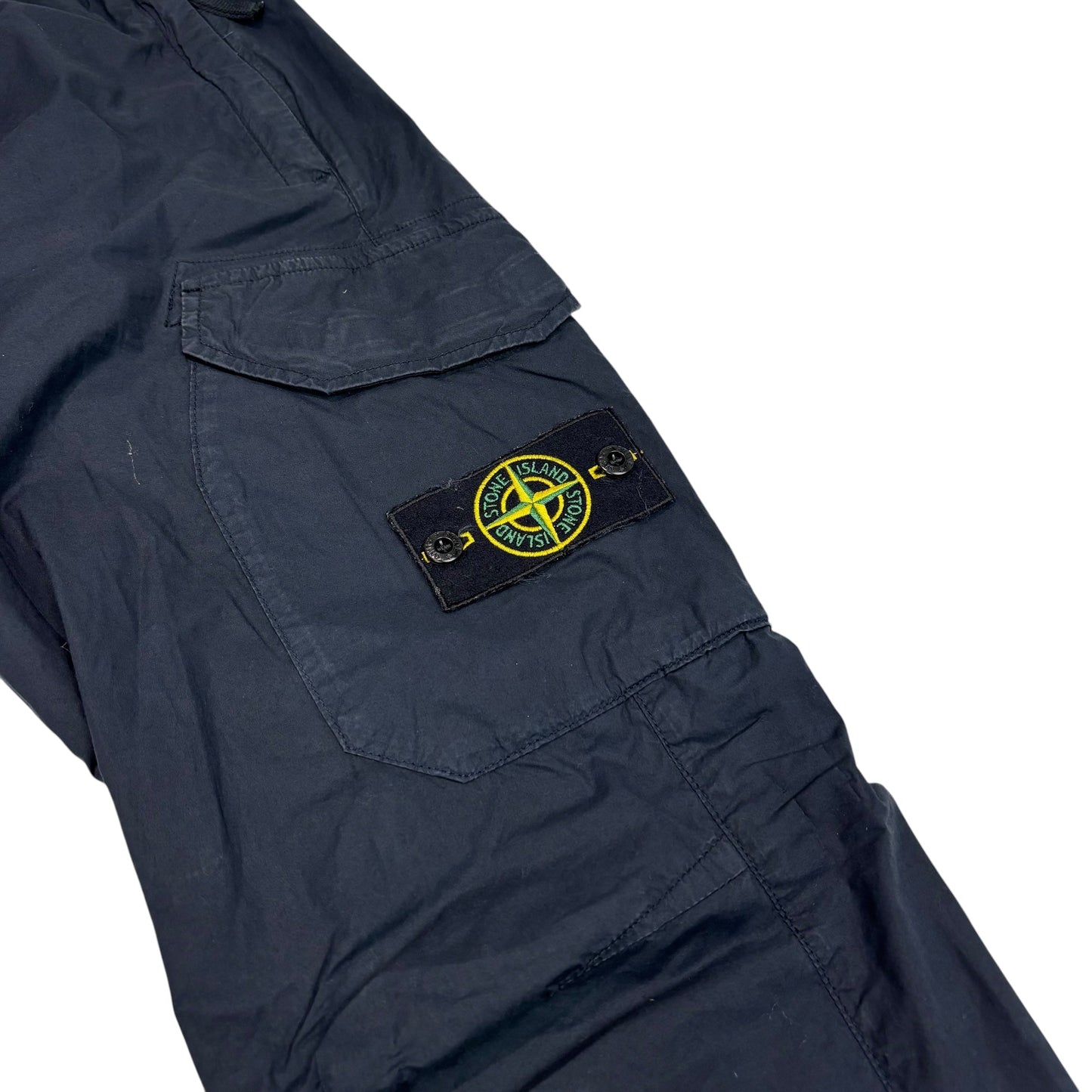 Stone Island Navy Blue Paracadute Compass-Logo Cargo Trousers