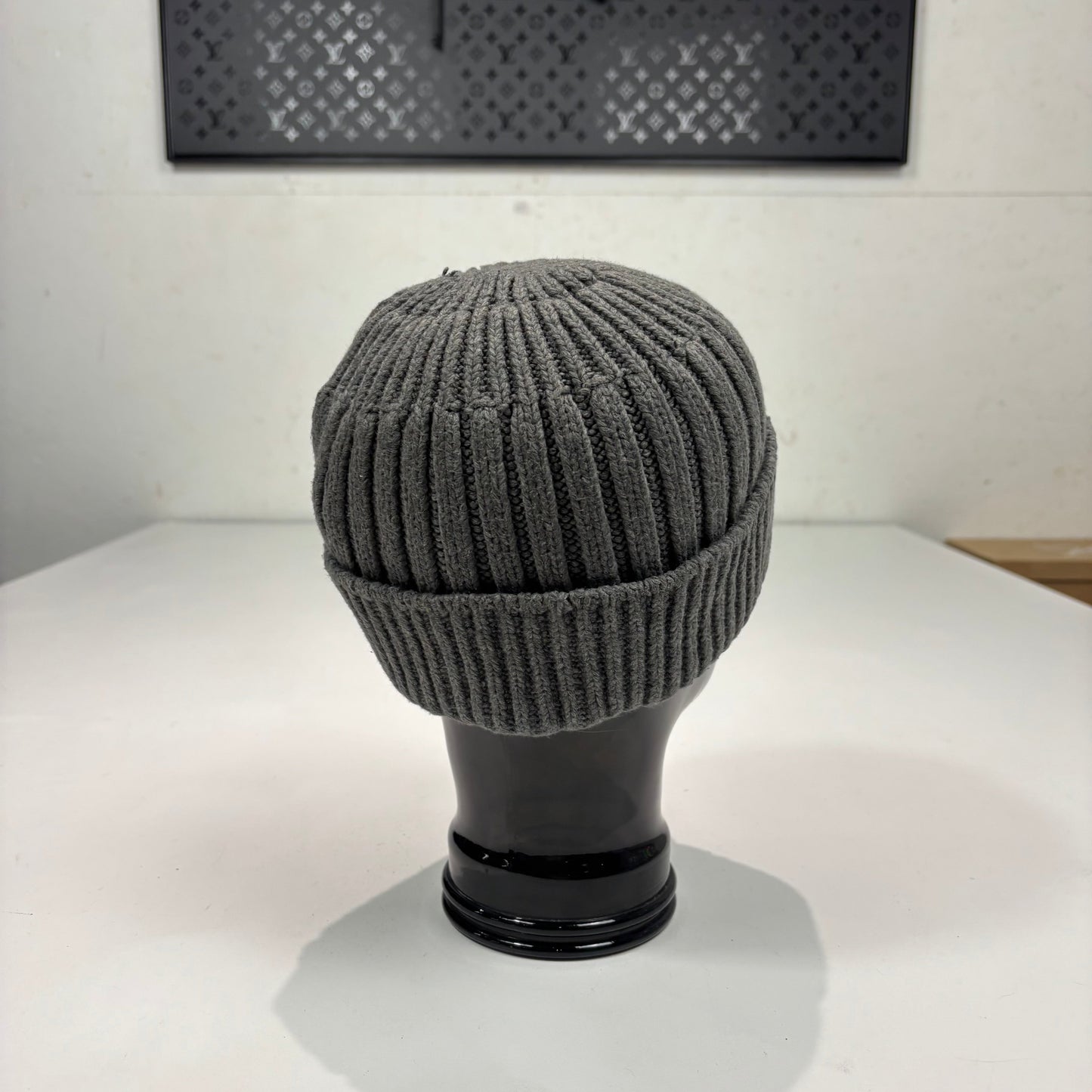 Stone Island Grey Patch Logo Cotton Beanie
