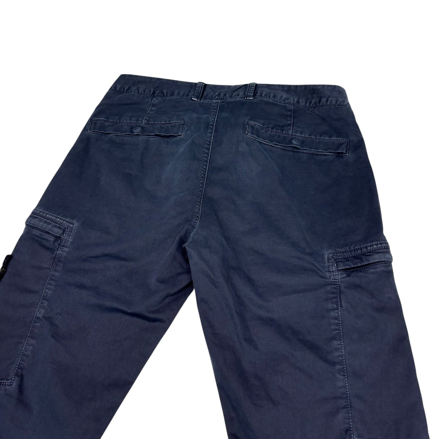 Stone Island Navy Blue Zip-Pockets Brushed Cotton Cargo Trousers