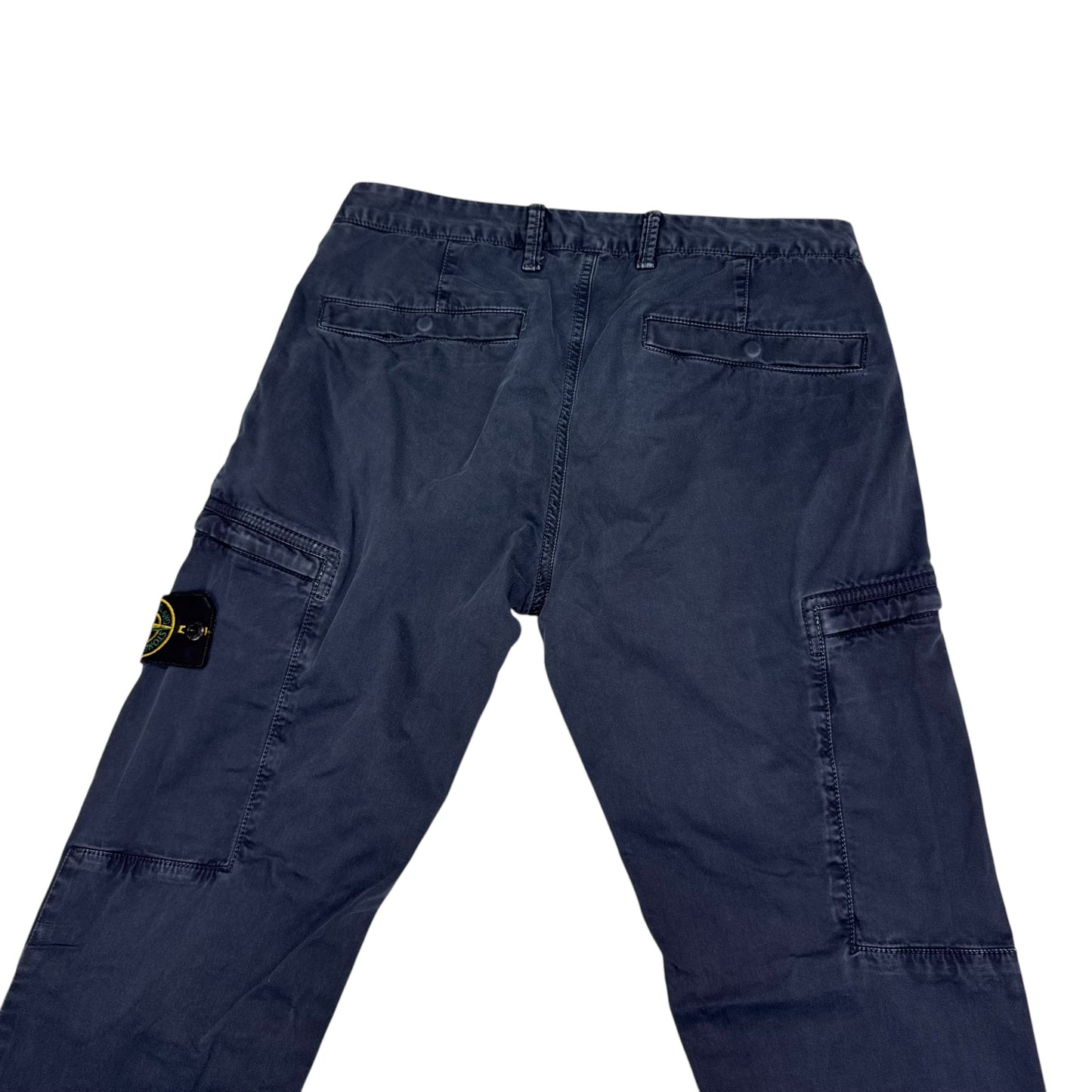 Stone Island Navy Blue Zip-Pockets Brushed Cotton Cargo Trousers