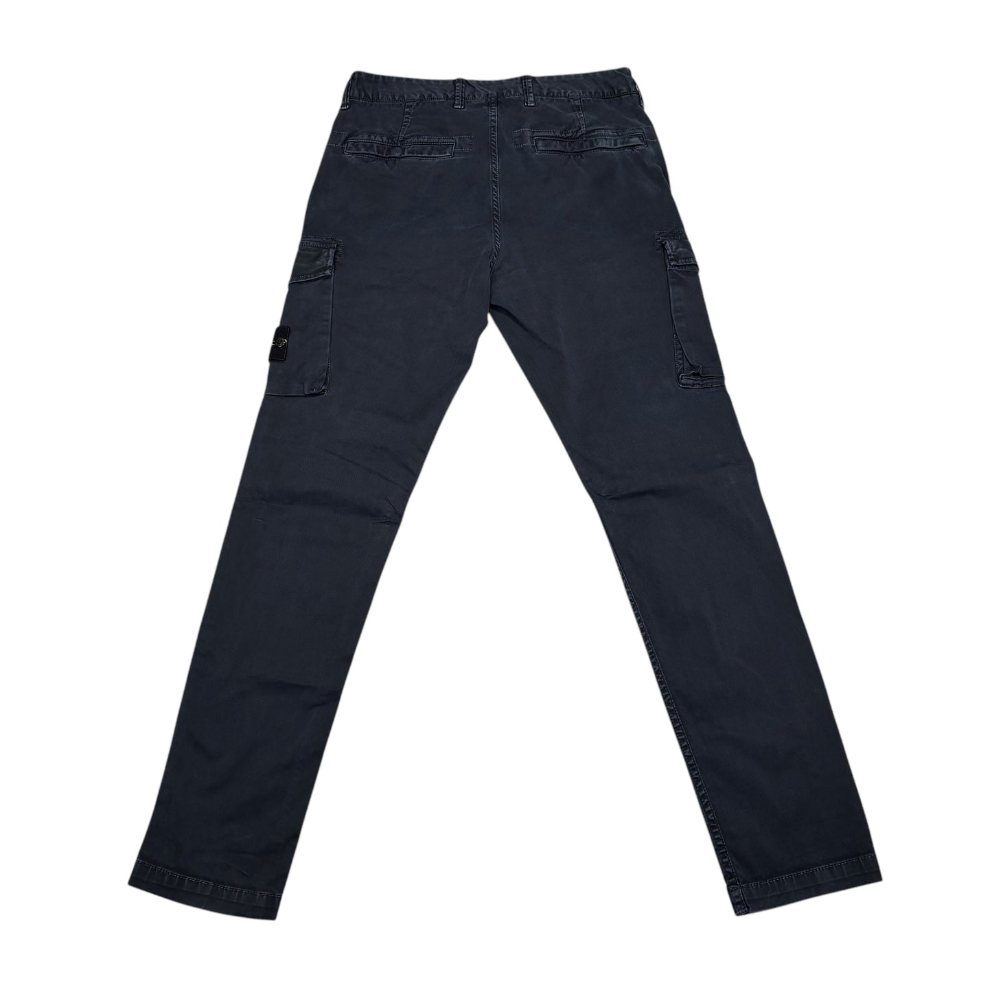 Stone Island Navy Blue Brushed Cotton Compass-Patch Button Pocket Cargo Trousers