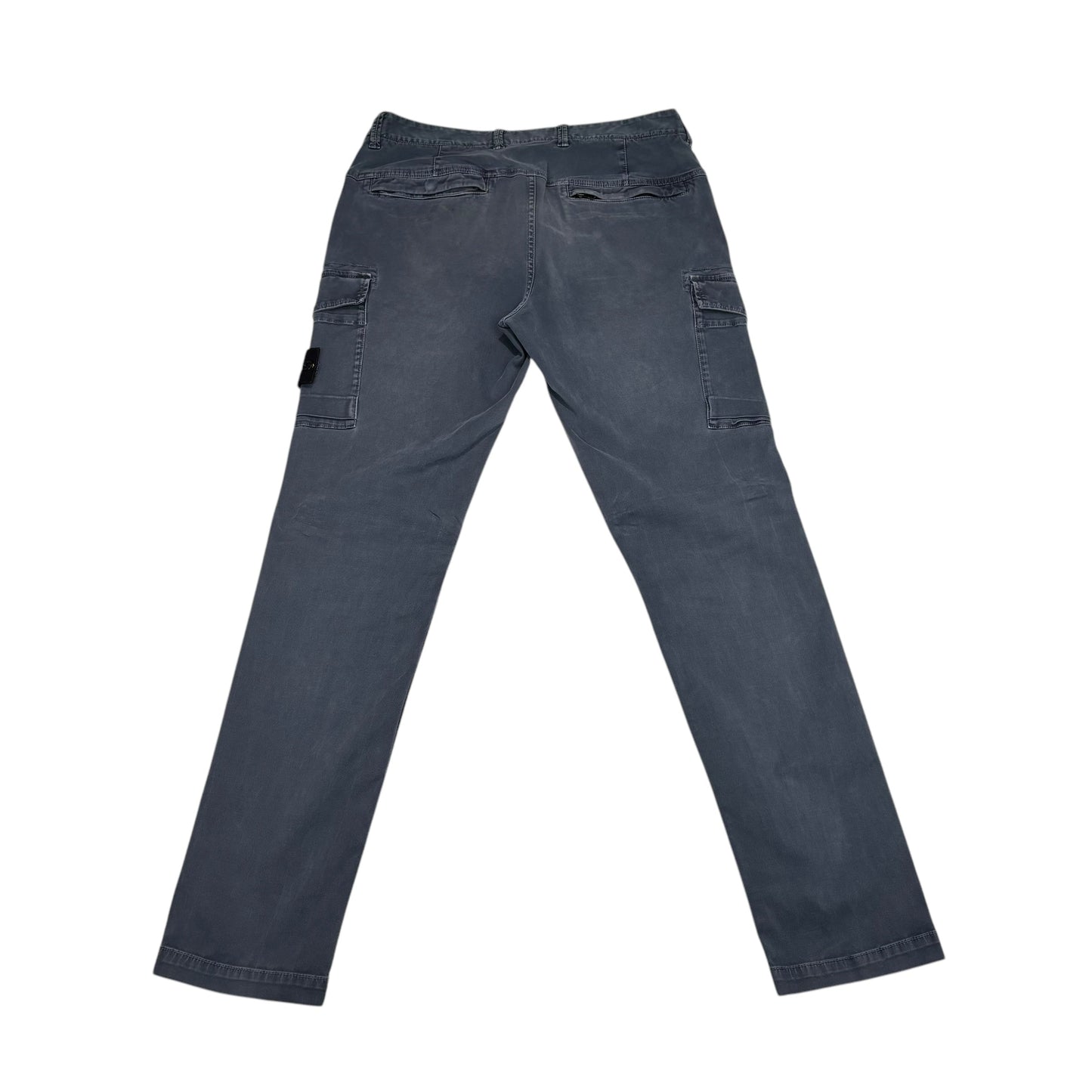 Stone Island Blue Brushed Cotton Button-Pocket Cargo Trousers