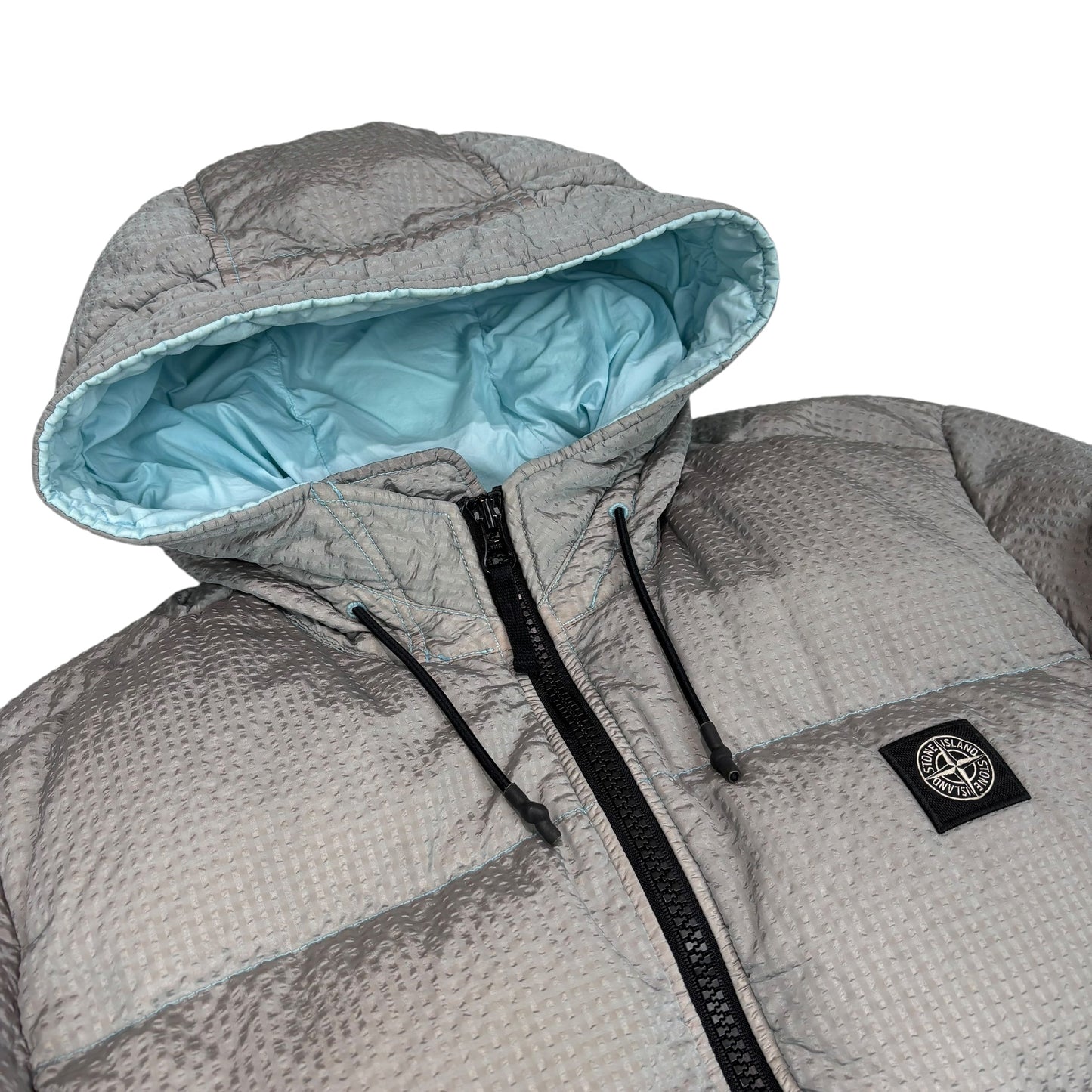 Stone Island Light Blue Poly Colour Frame Down-TC Patch Logo Puffer Jacket