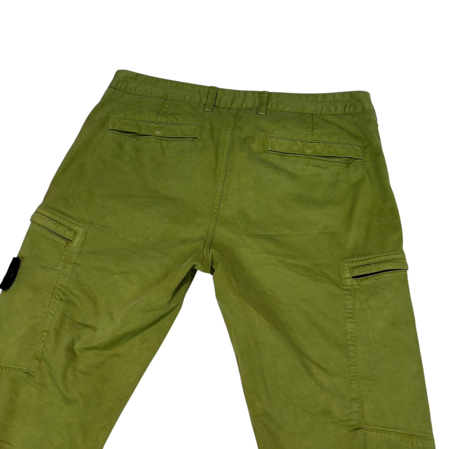 Stone Island Mustard Brushed Cotton Compass-Patch Zip Pockets Cargo Trousers