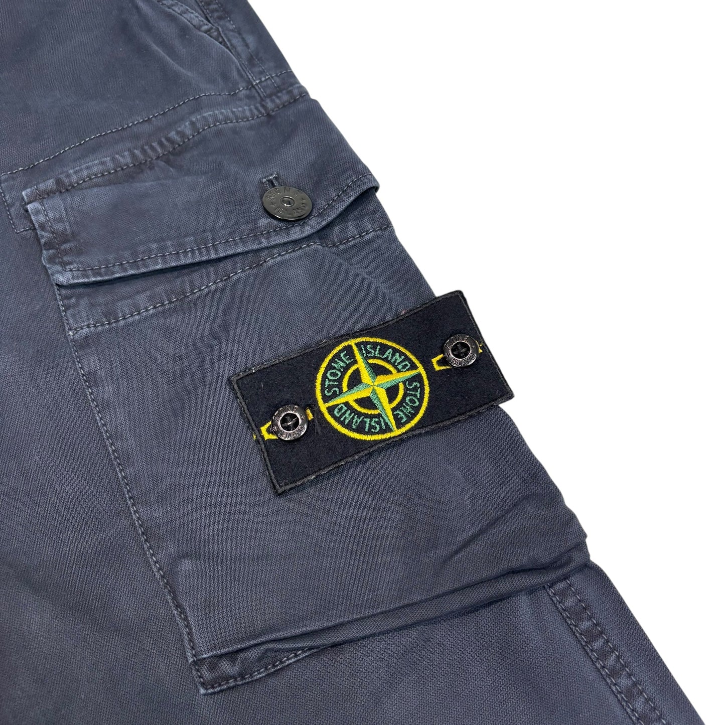 Stone Island Navy Blue Brushed Cotton Button-Pocket Cargo Trousers