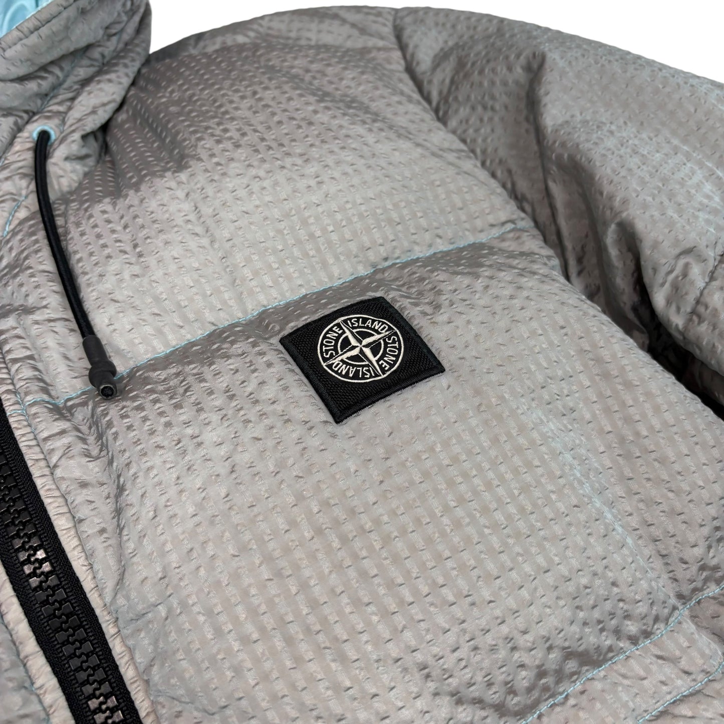 Stone Island Light Blue Poly Colour Frame Down-TC Patch Logo Puffer Jacket
