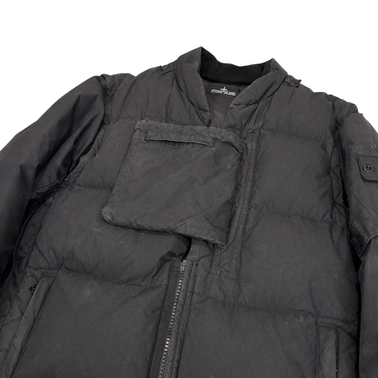 Stone Island Black Shadow Project Compass-Patch with Removable Arms Cotton Nylon Poplin Down Jacket