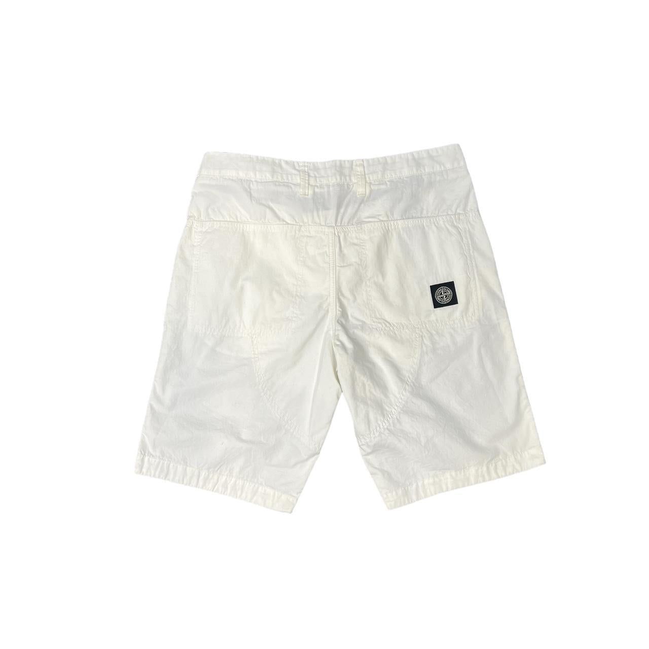 Stone Island White Patch Logo Shorts