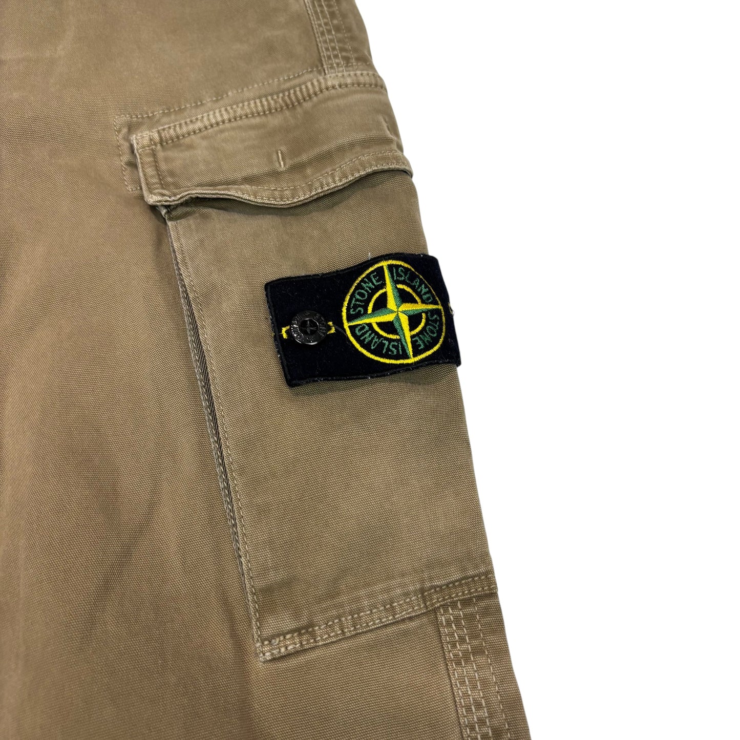 Stone Island Khaki Green Brushed Cotton Cargos
