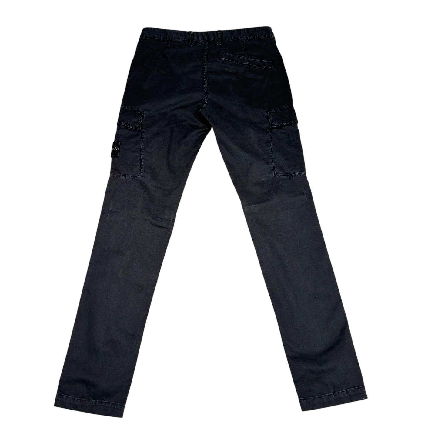 Stone Island Black Brushed Cotton Compass-Patch Cargo Trousers