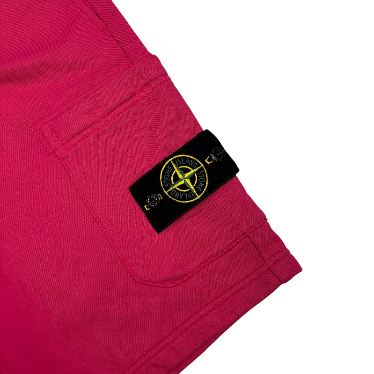 Stone Island Hot Pink Cotton Compass-Patch Shorts