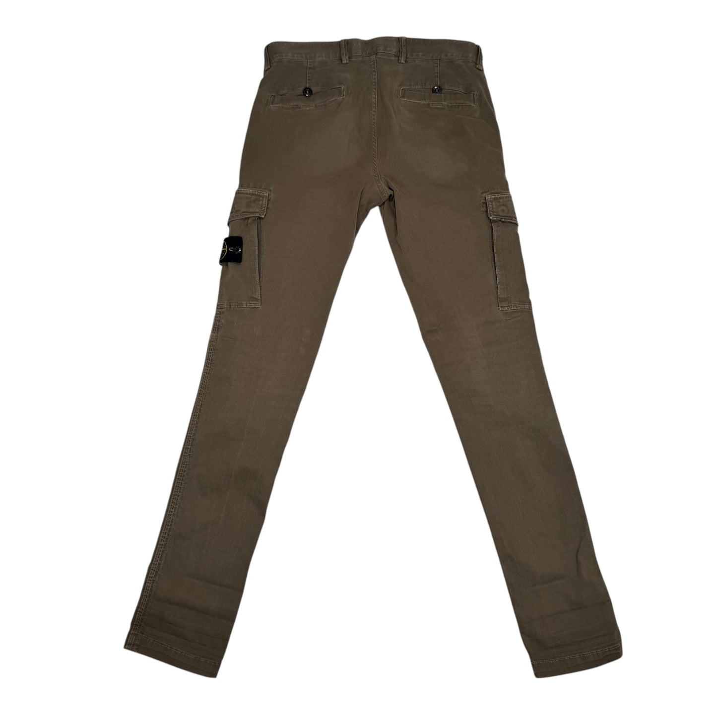 Stone Island Khaki Green Brushed Cotton Cargo Trousers