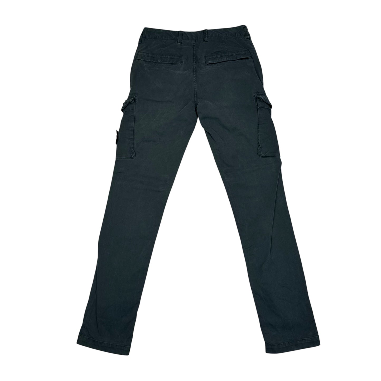 Stone Island Grey Brushed Cotton Compass-Patch Button Pocket Cargo Trousers