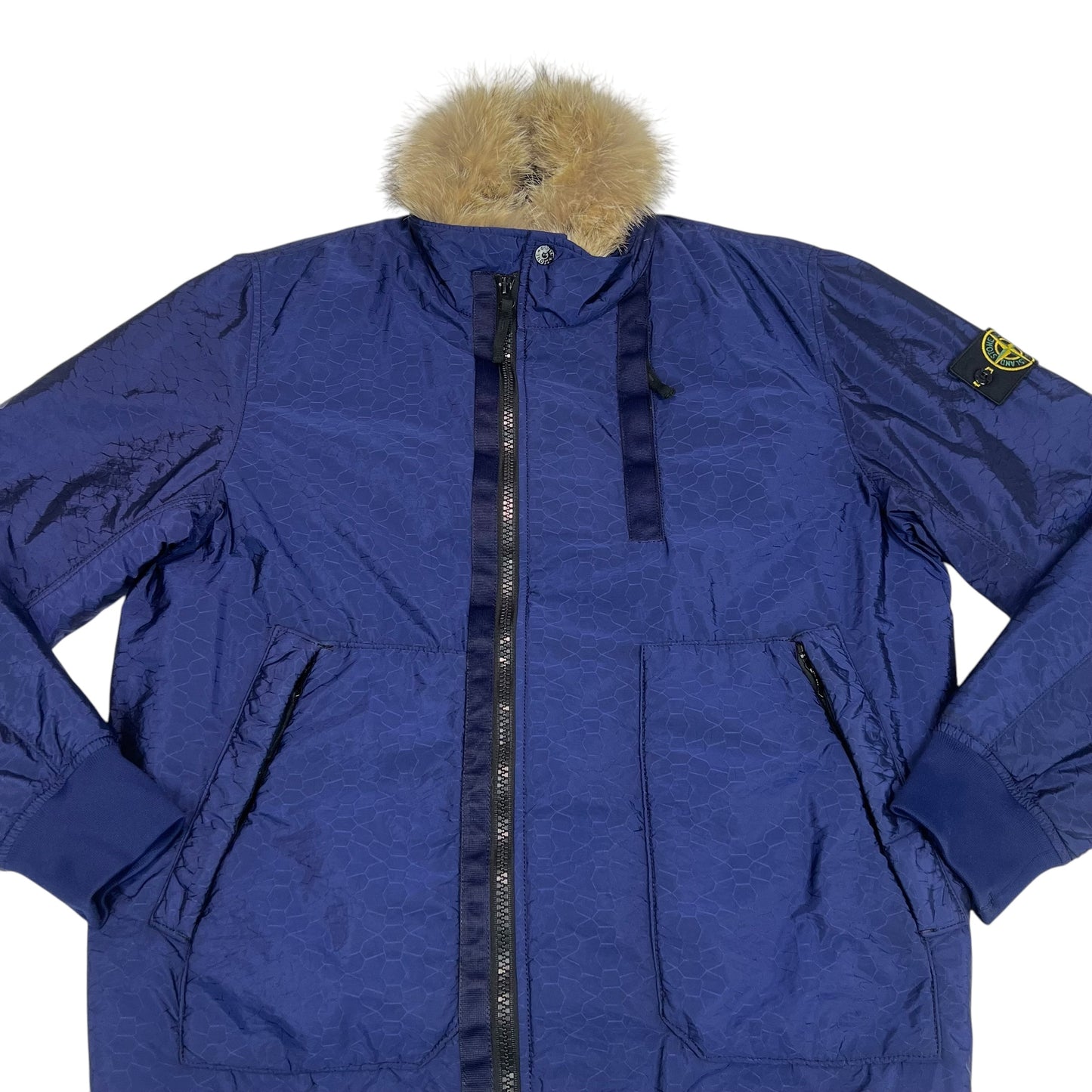 Stone Island Purple Nylon Metal Watro Jacquard Design Fur Jacket