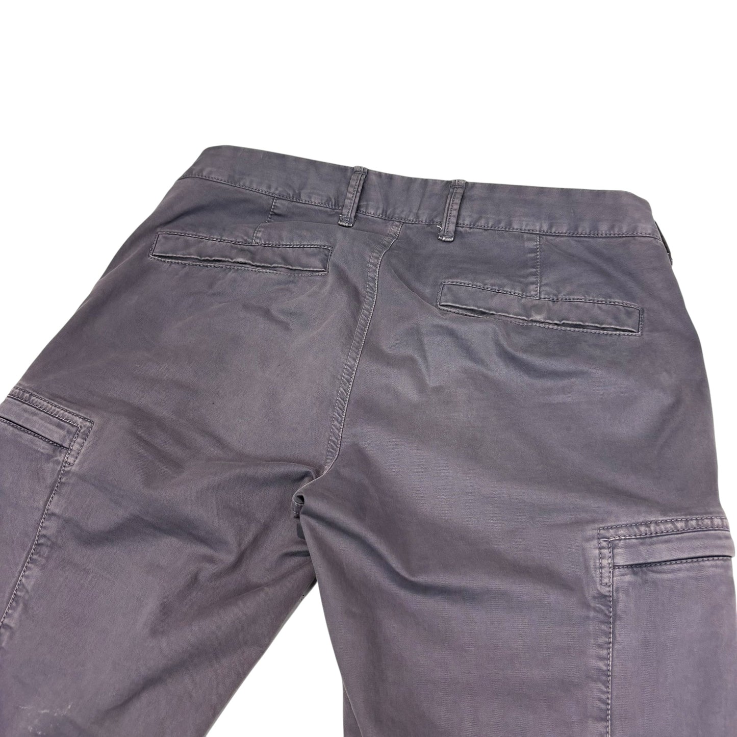 Stone Island Stone Grey Zip-Pocket Brushed Cotton Cargo Trousers