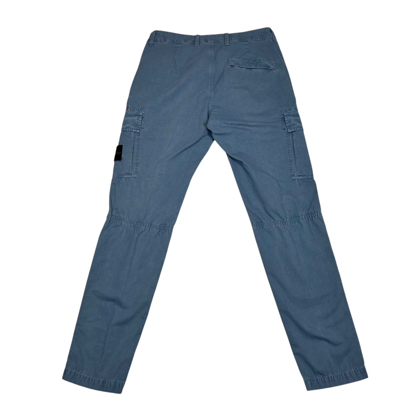 Stone Island Blue Zip-Pockets Brushed Cotton Compass Patch Cargo Trousers