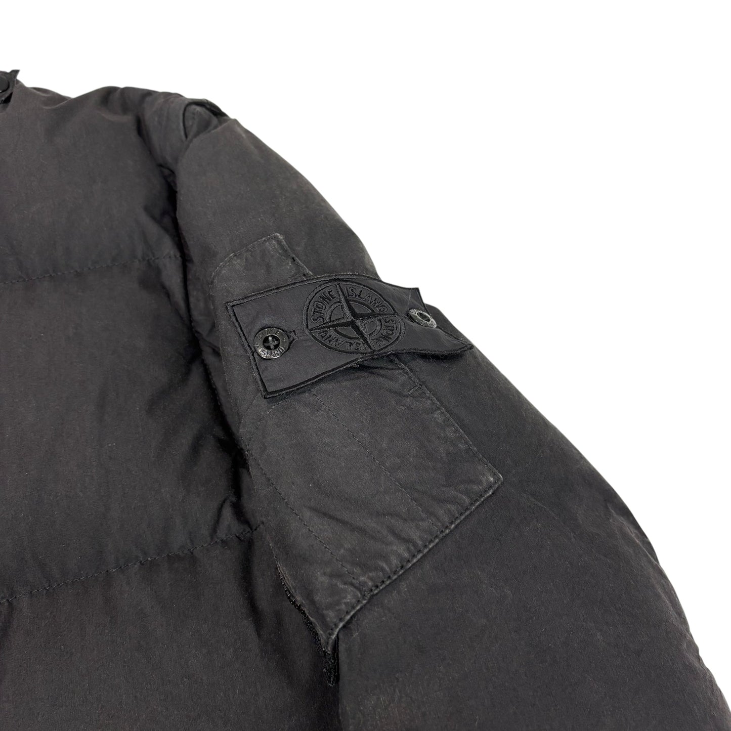 Stone Island Black Shadow Project Compass-Patch with Removable Arms Cotton Nylon Poplin Down Jacket