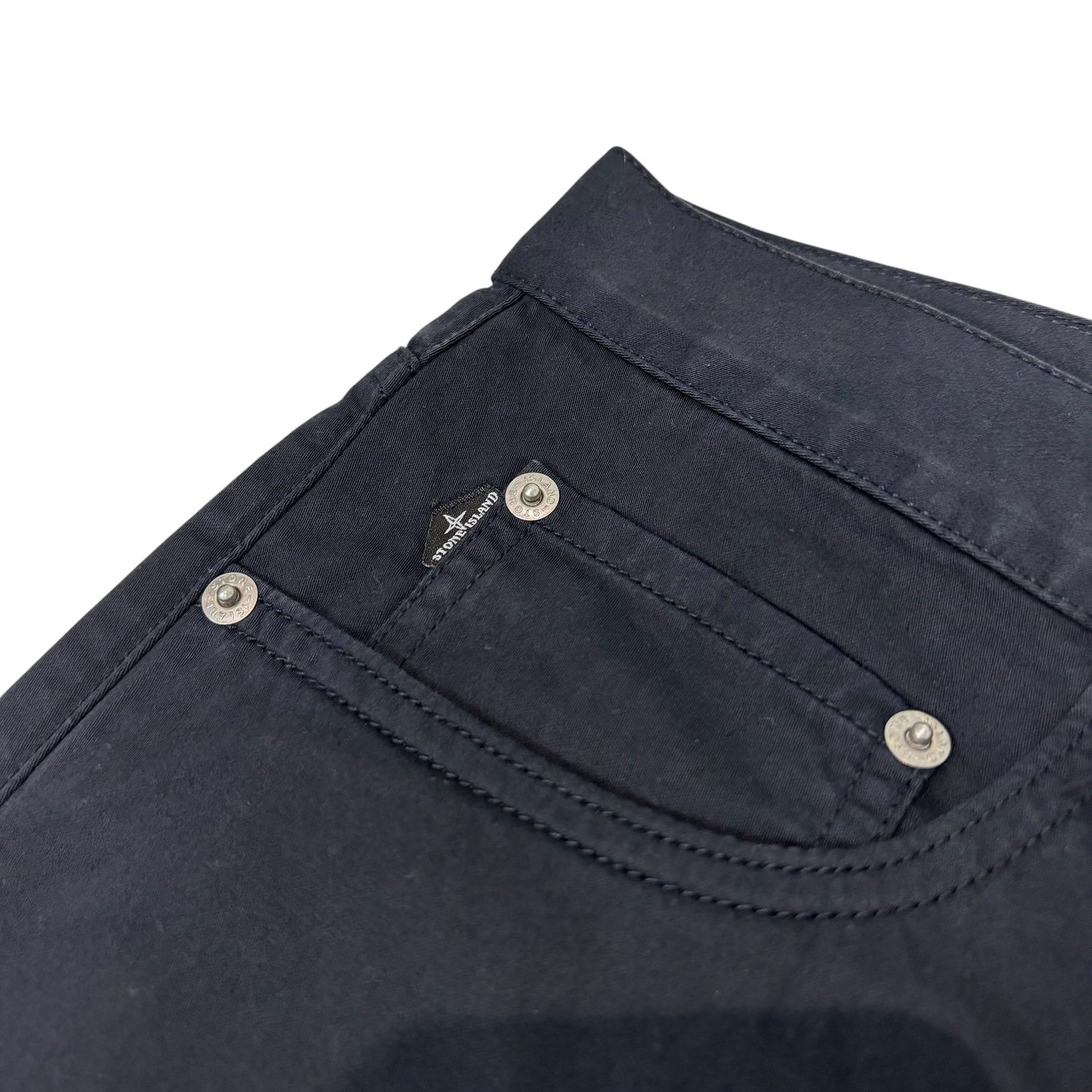 Stone Island Navy Blue Brushed Cotton Type-CO Compass Patch Jeans
