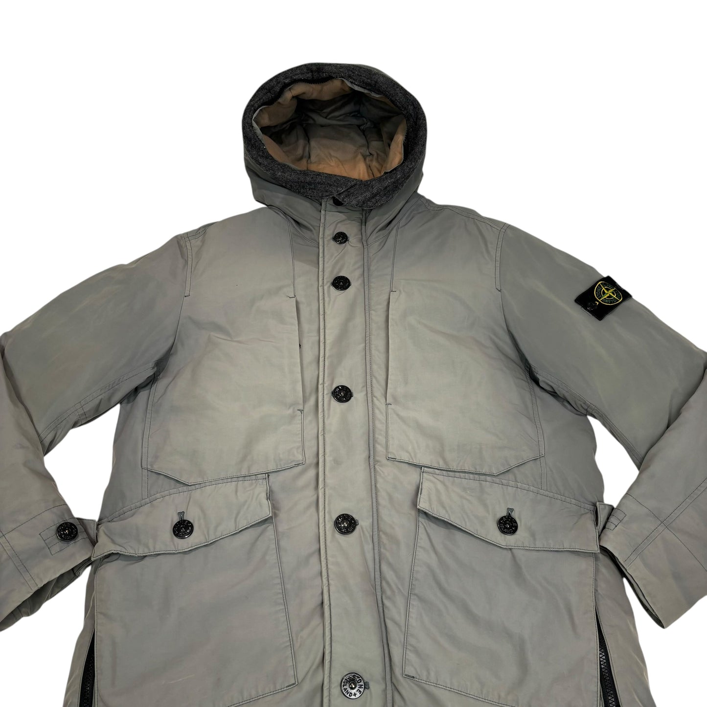 Stone Island Grey Micro Reps Down Filled Parka Jacket