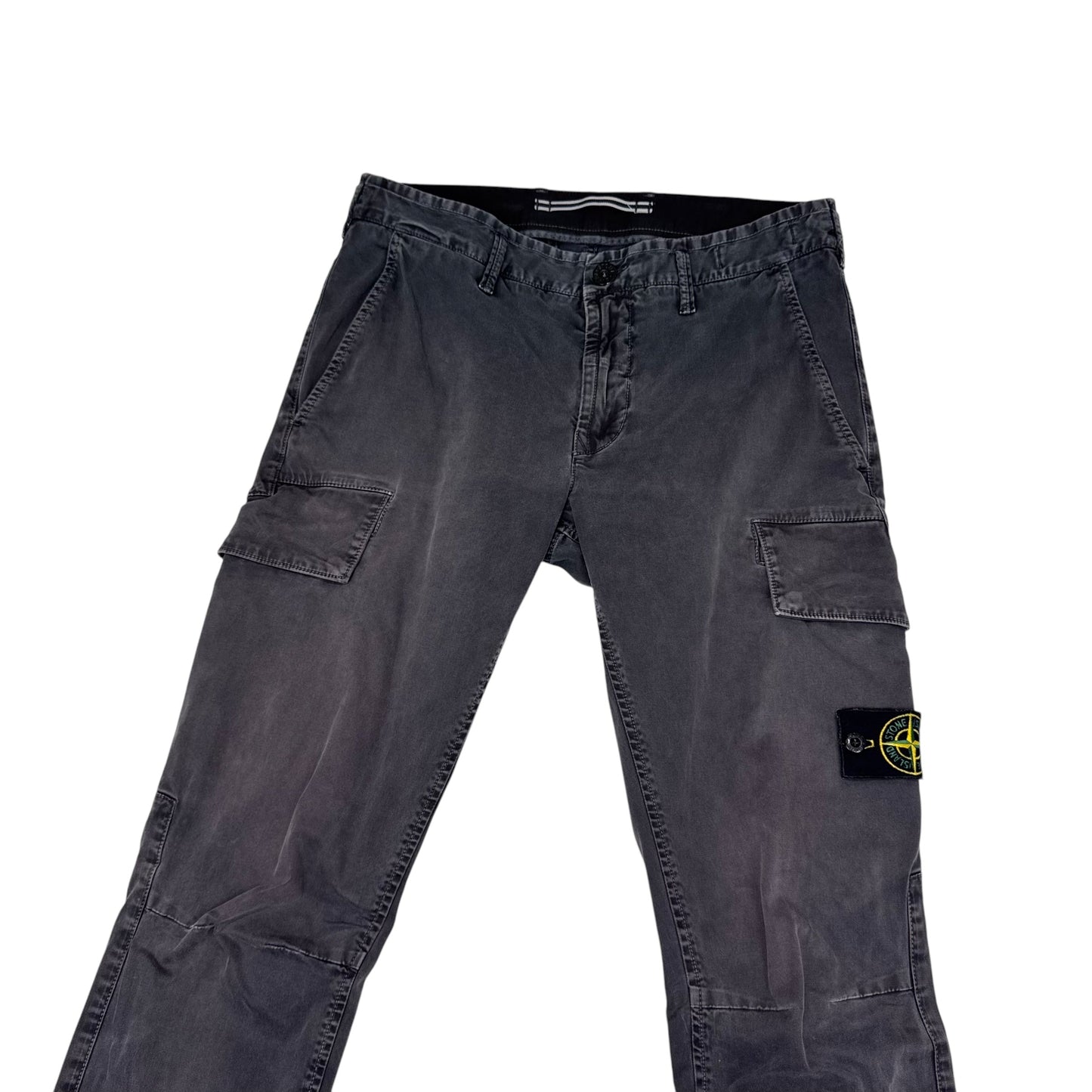 Stone Island Stone Grey Brushed Cotton Compass-Patch Cargo Trousers
